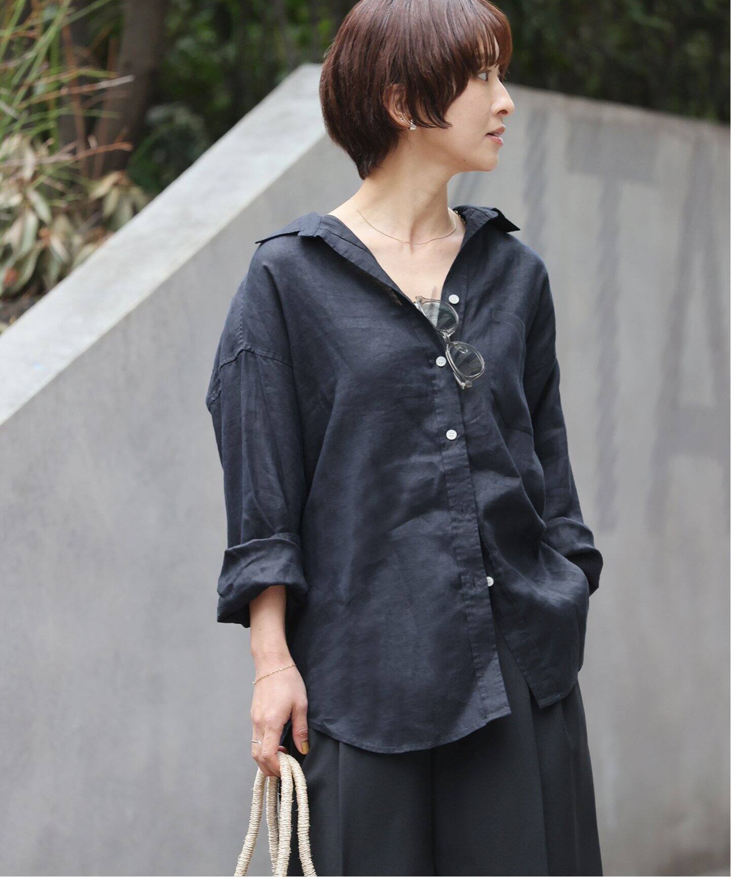 手洗い可 / No.66フレンチリネンビッグスキッパー（シャツ／ブラウス 