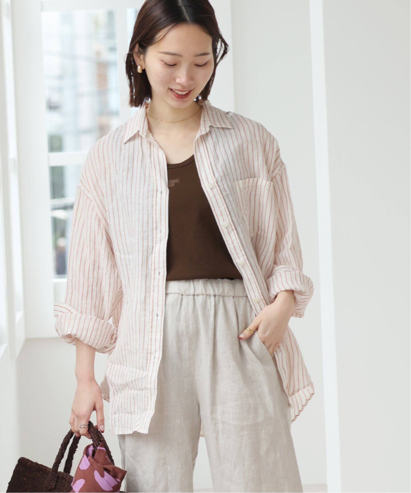 手洗い可 / No.66フレンチリネンビッグスキッパー（シャツ／ブラウス 