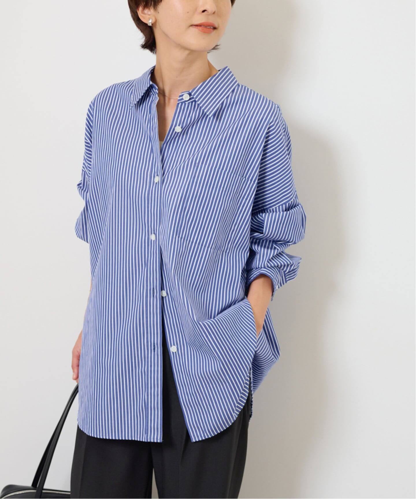 コンパクトコットンストライプビッグシャツ（シャツ／ブラウス