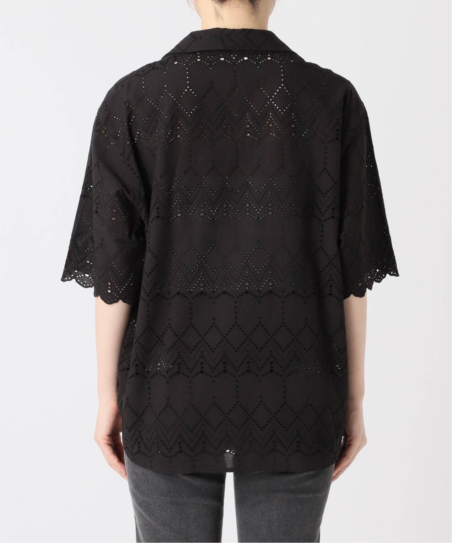 追加》コットンカットワーク刺繍開襟シャツ（シャツ／ブラウス