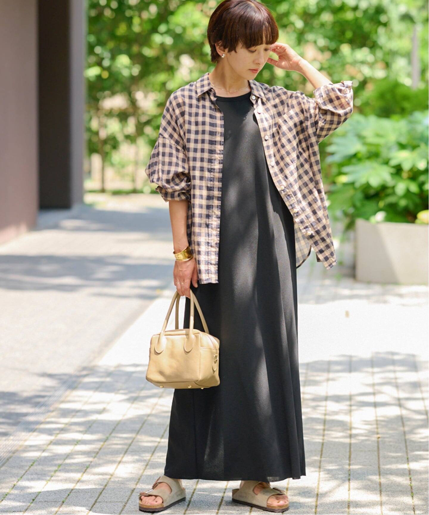 追加》コットンローンチェックオーバーサイズシャツ（シャツ