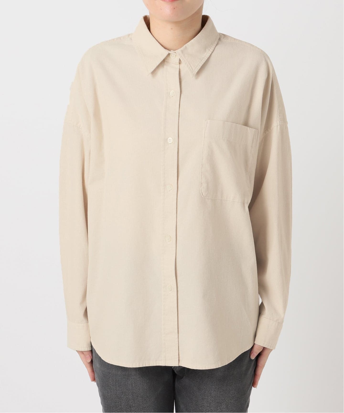 コットンコーデュロイオーバーサイズシャツ（シャツ／ブラウス