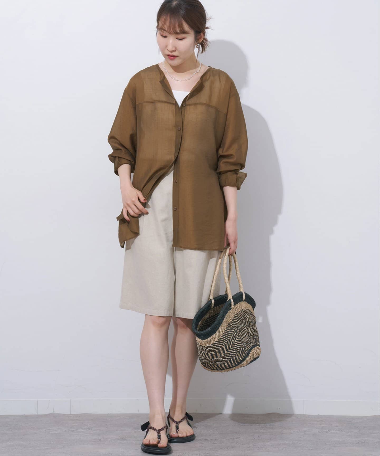 チャンチー　ジャーナルスタンダードレリューム　ノーカラー relume ノーカラーシアーシャツ（シャツ／ブラウス）｜JOURNAL STANDARD