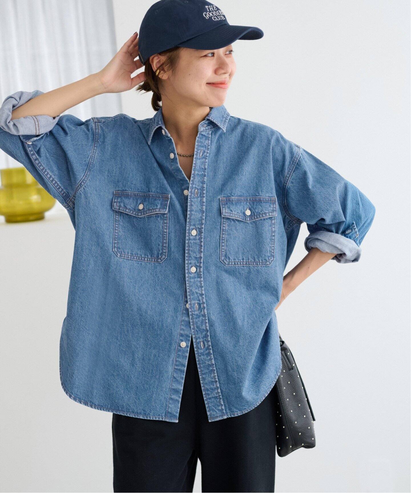 美品　ジャーナルスタンダードレリューム　9oz C/Rデニムワークシャツ JOURNAL STANDARD relume ブラウス シャツ 「追加」9oz デニム