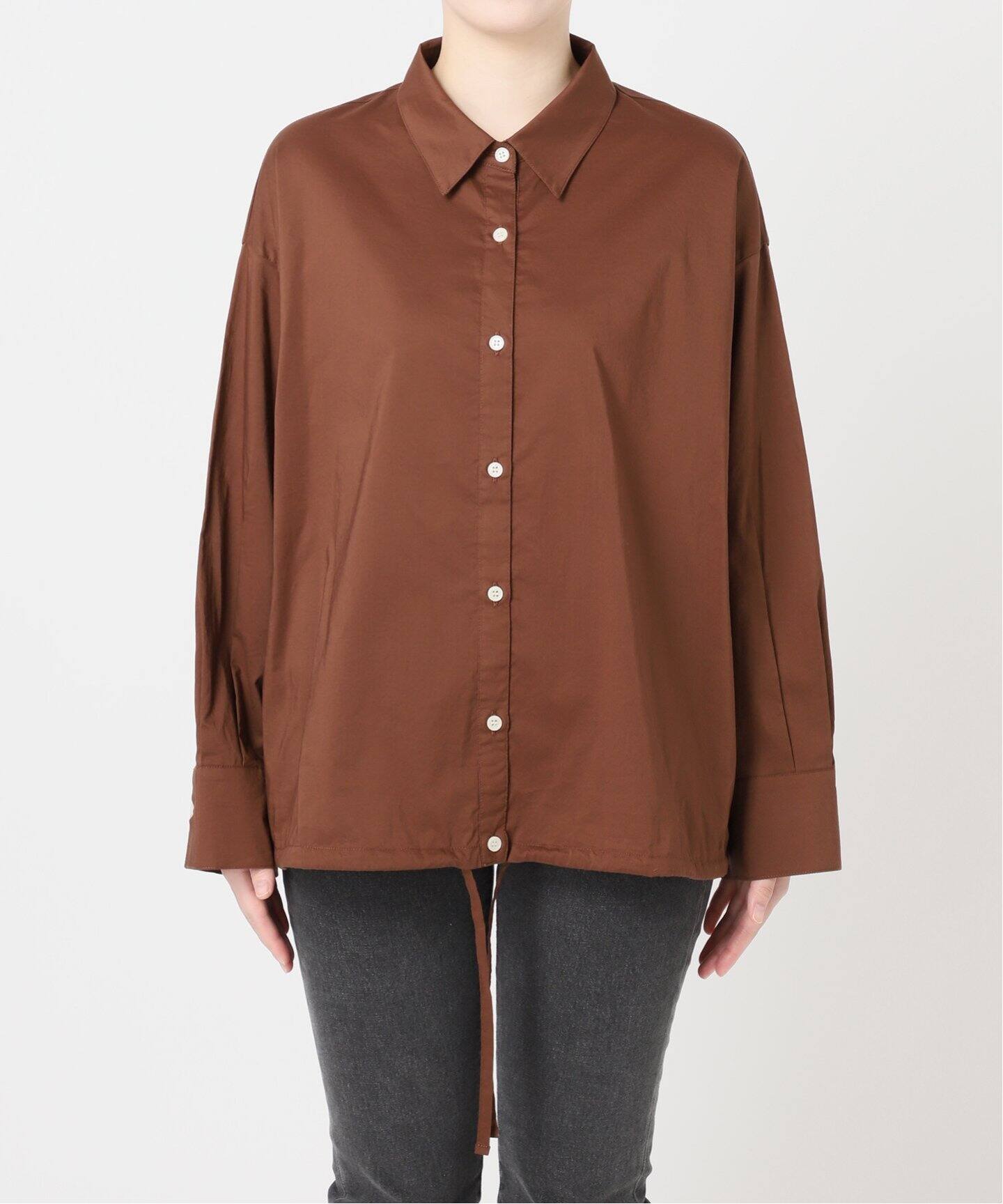 アパルトモン ドゥーズィエムクラス シルキーデシンシャツ 茶 ブラウン フリー アパルトモン ドゥーズィエムクラス シルキーデシンシャツ 茶 ブラウン