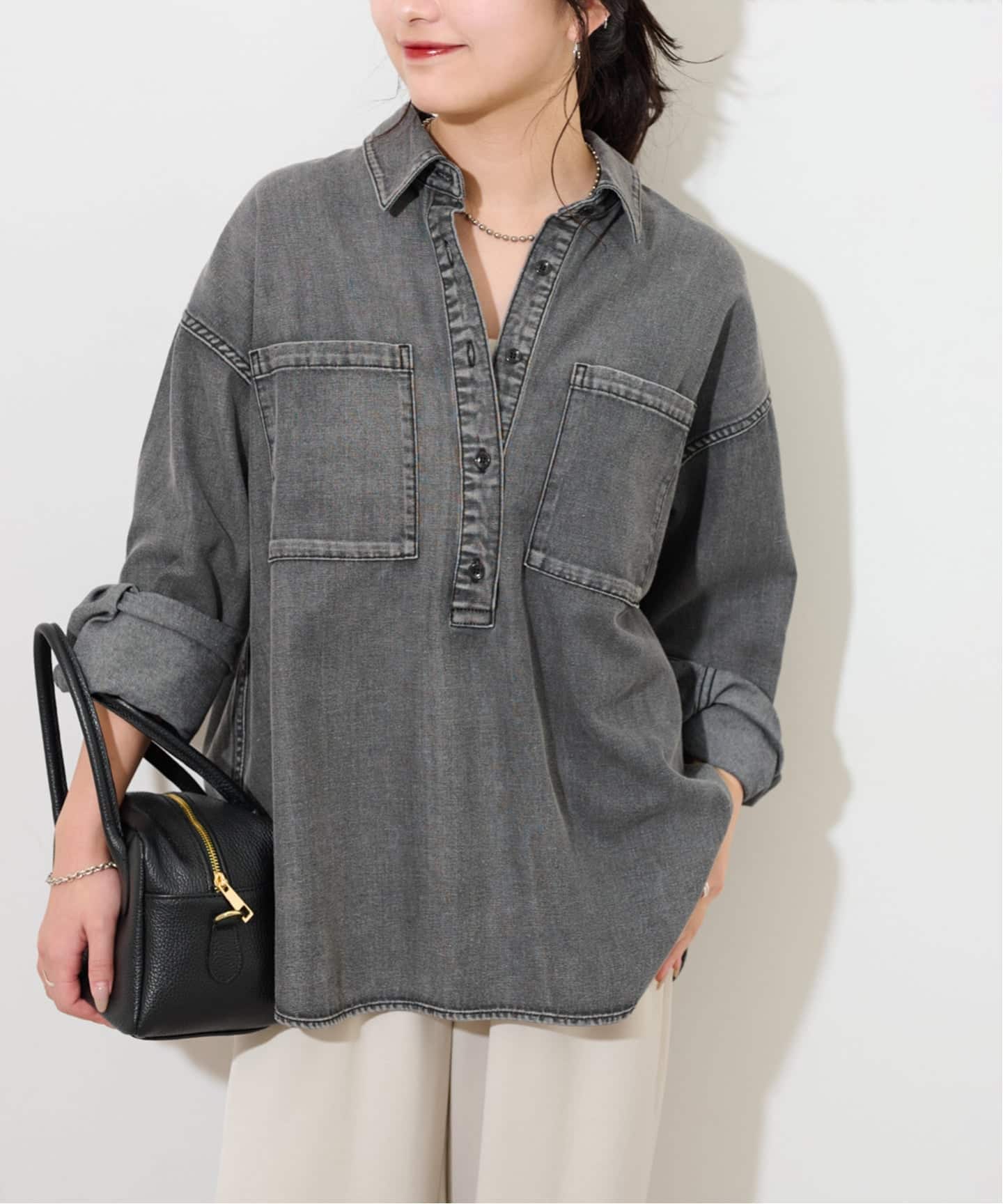 WEB限定追加2》デニムプルオーバーシャツ（シャツ／ブラウス