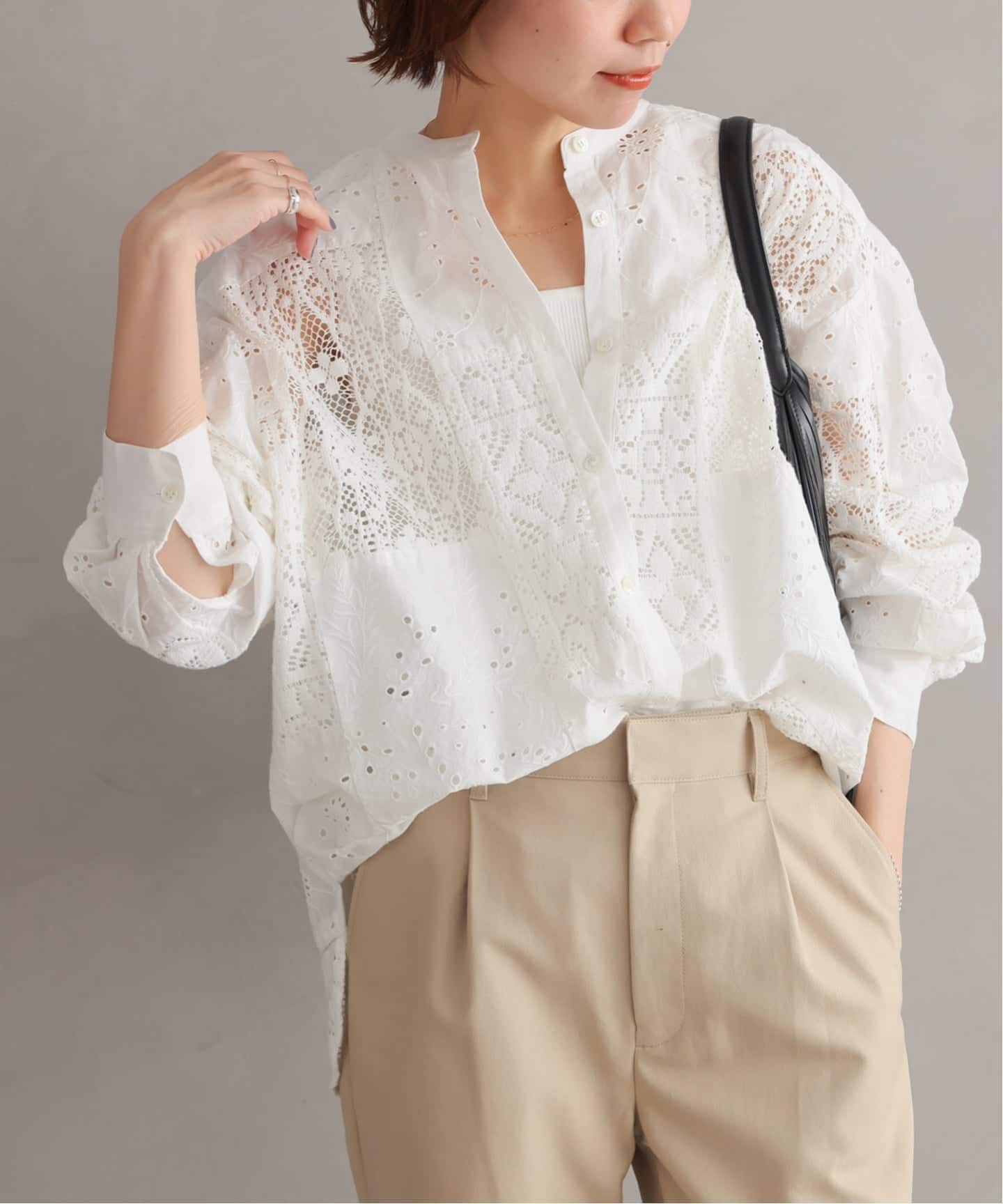 追加予約》パッチワークレースシャツ（シャツ／ブラウス）｜JOURNAL