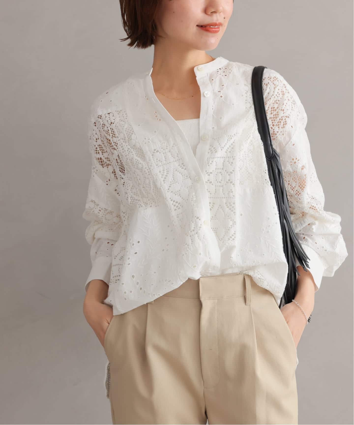 追加予約》パッチワークレースシャツ（シャツ／ブラウス）｜JOURNAL