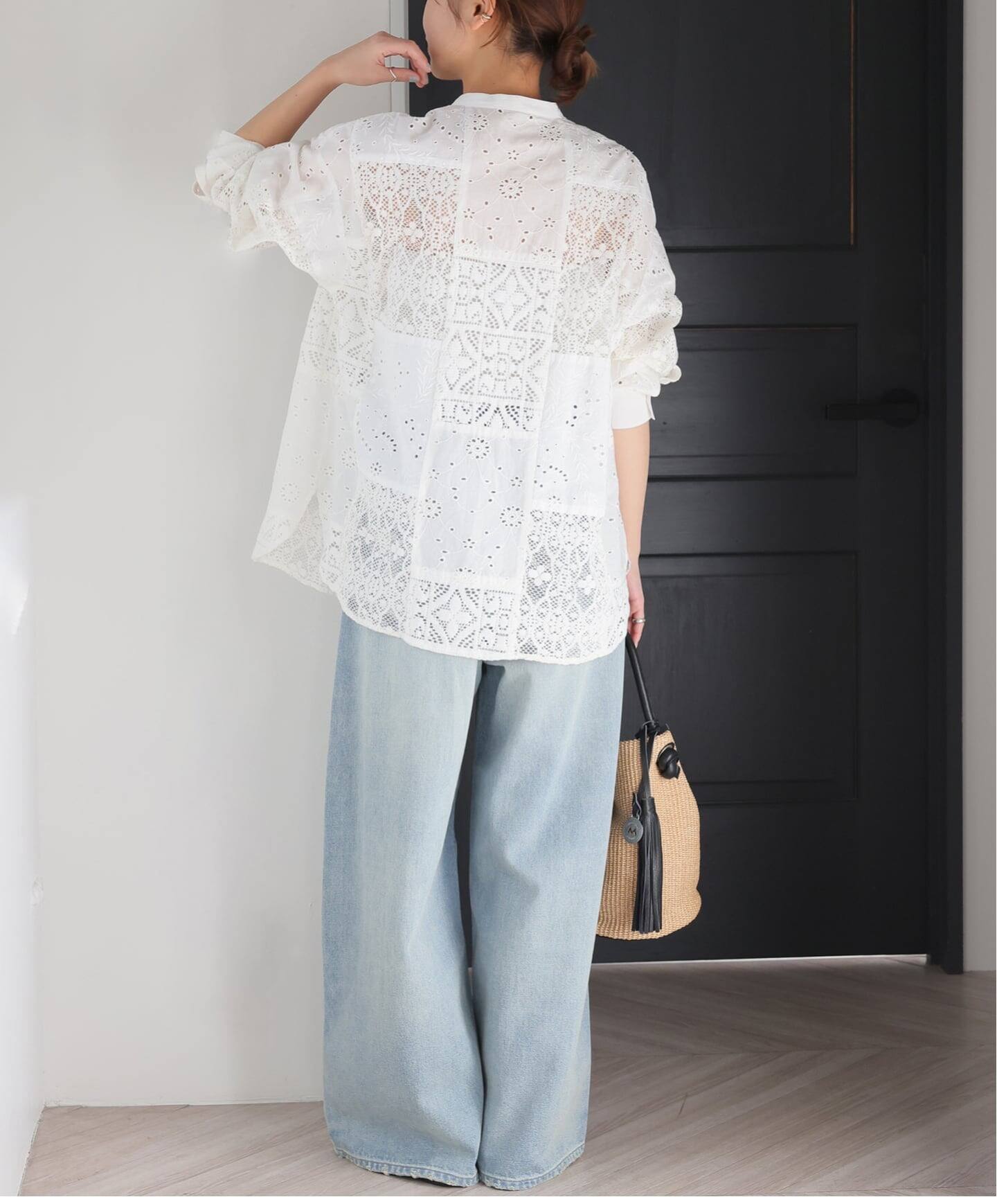 新品【JOURNAL STANDARD relume】 パッチワークレースシャツ JOURNAL STANDARD relume｜《追加 / 新色》パッチワークレースシャツ