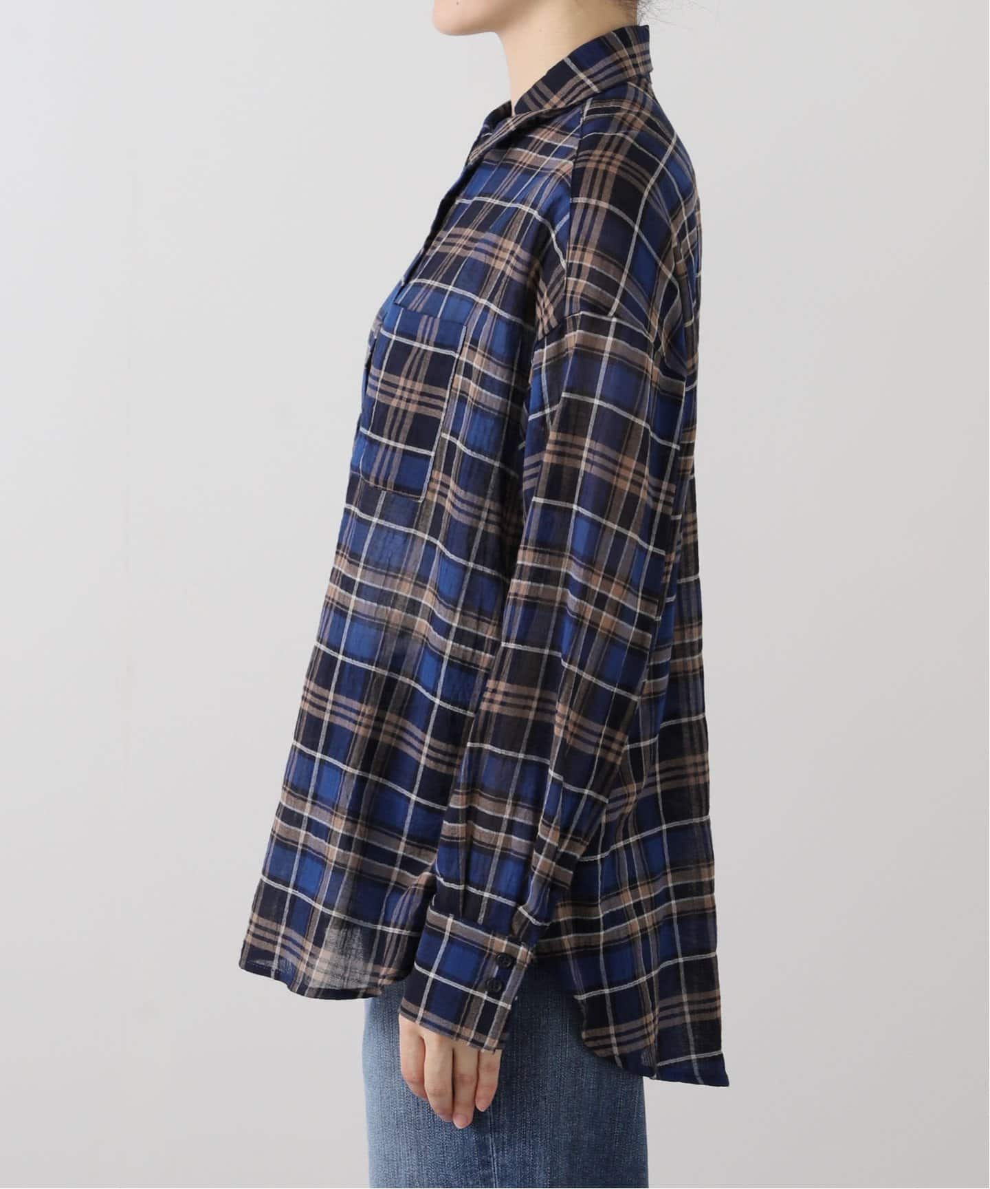 【新品未使用】レリューム ヴィンテージチェックローンシャツ　　　ブルー ヴィンテージチェックローンシャツ（シャツ／ブラウス