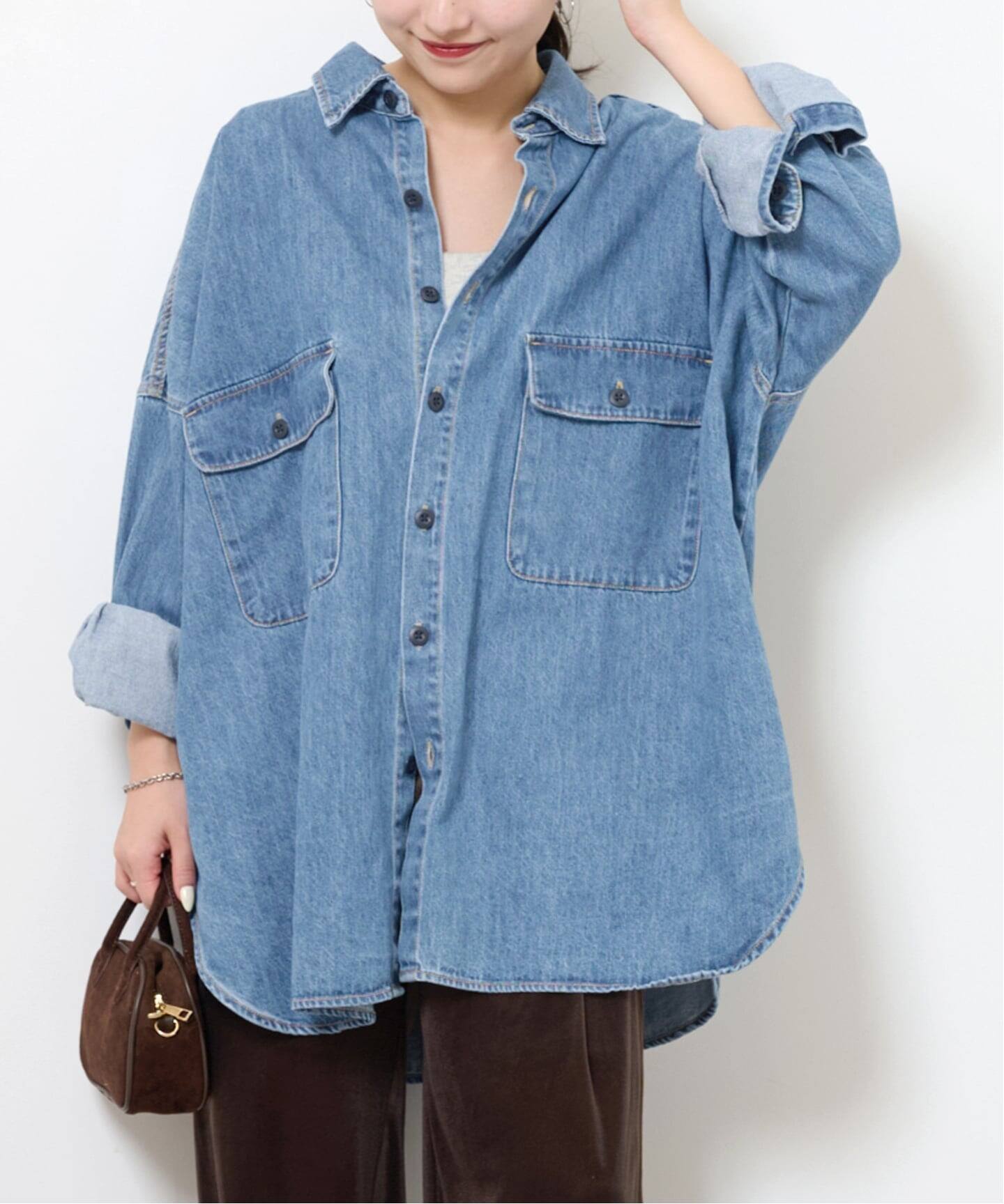 追加》【LANCER/ランサー】デニムビッグシャツ（シャツ／ブラウス