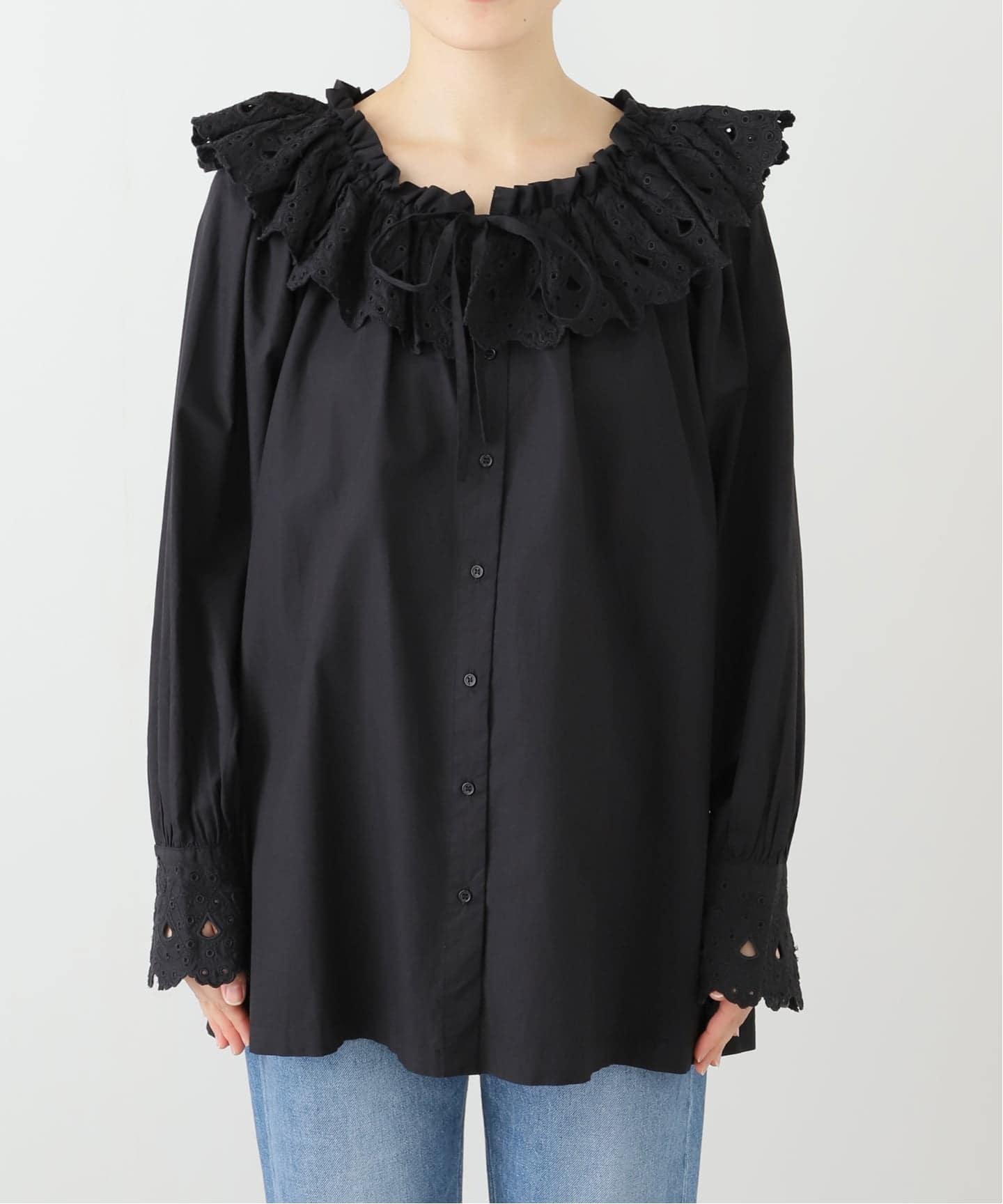 サラマリカ 25AW Cotton Scallop Collar Blouse SARA MALLIKA/サラマリカ】 COTTON SCALLOP COLLAR BL：ブラウス