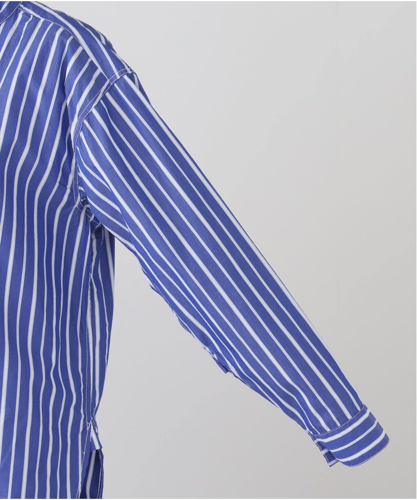 ROYAL NAVY/ロイヤルネイビー】 BANDCOLLAR SHIRTS STRAIPE：シャツ 