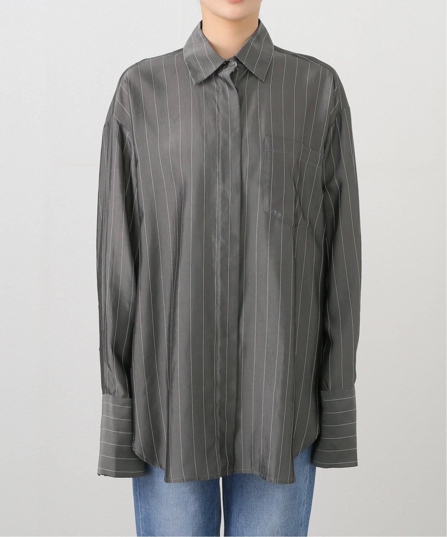TODAYFUL/トゥデイフル】 Stripe Silky Shirts：シャツ（シャツ  