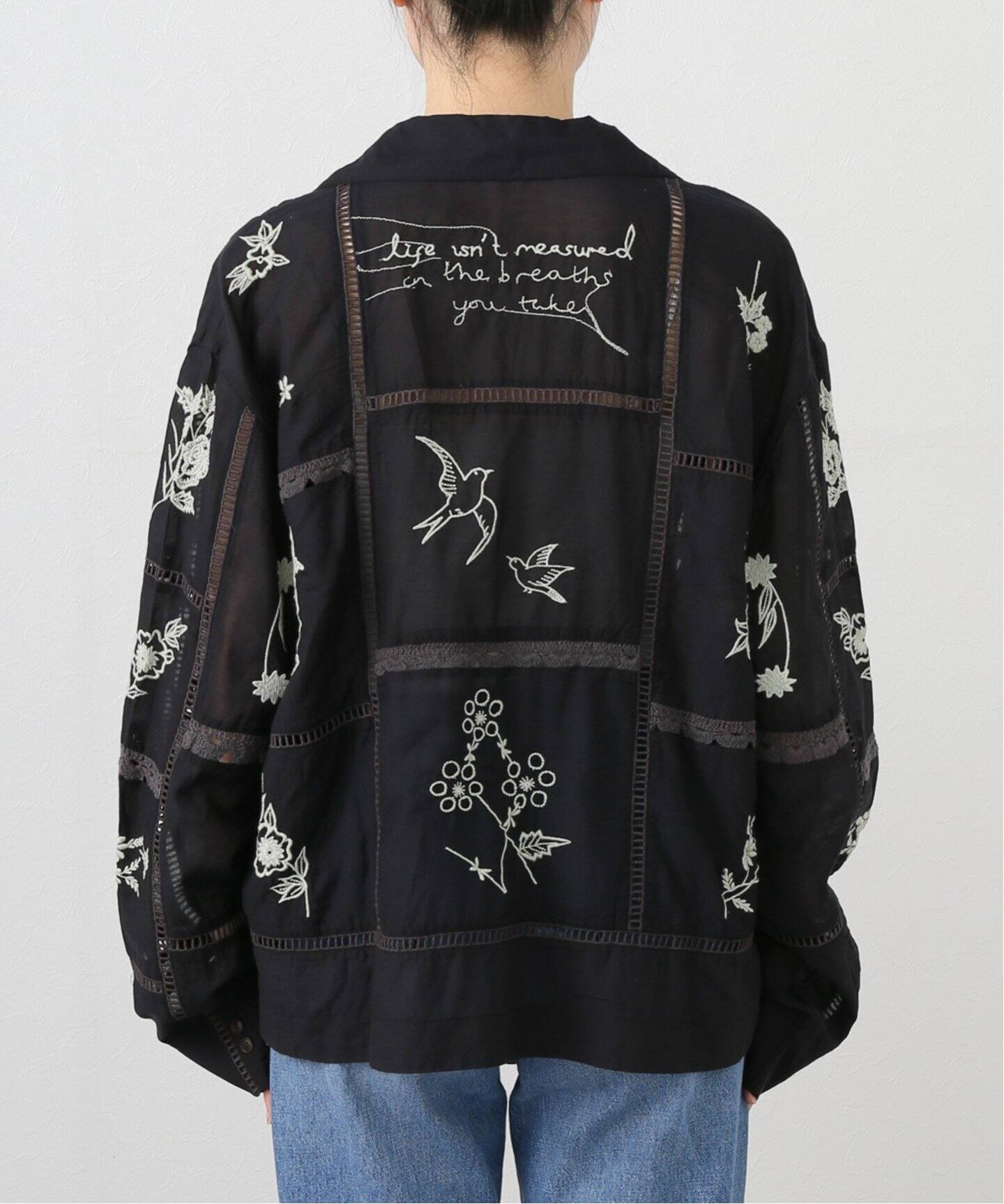 Embroidery Patchwork Shirts/BLK | ヤマダウェブコム