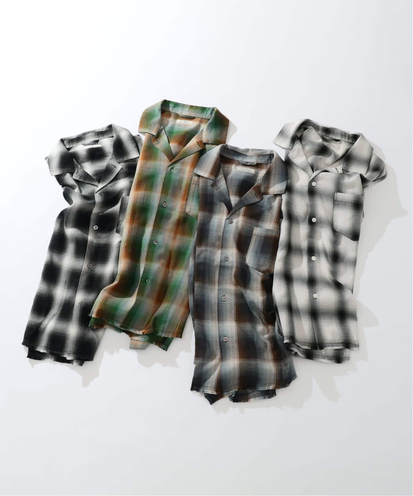 relumeレーヨン フリンジ 半袖チェックシャツ L JOURNAL STANDARD relume｜レーヨン アンカット フリンジ