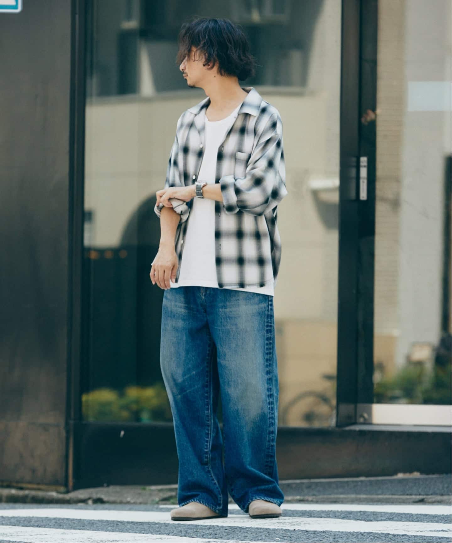 レーヨン アンカット フリンジ チェックシャツ（シャツ