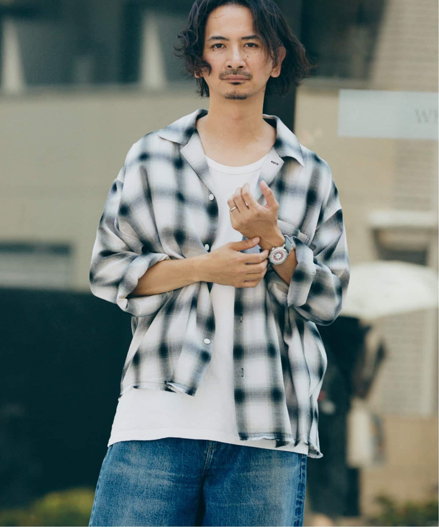 JOURNAL STANDARD relume レーヨン　半袖チェックシャツ JOURNAL STANDARD relume シャツ レーヨン フリンジ 半袖