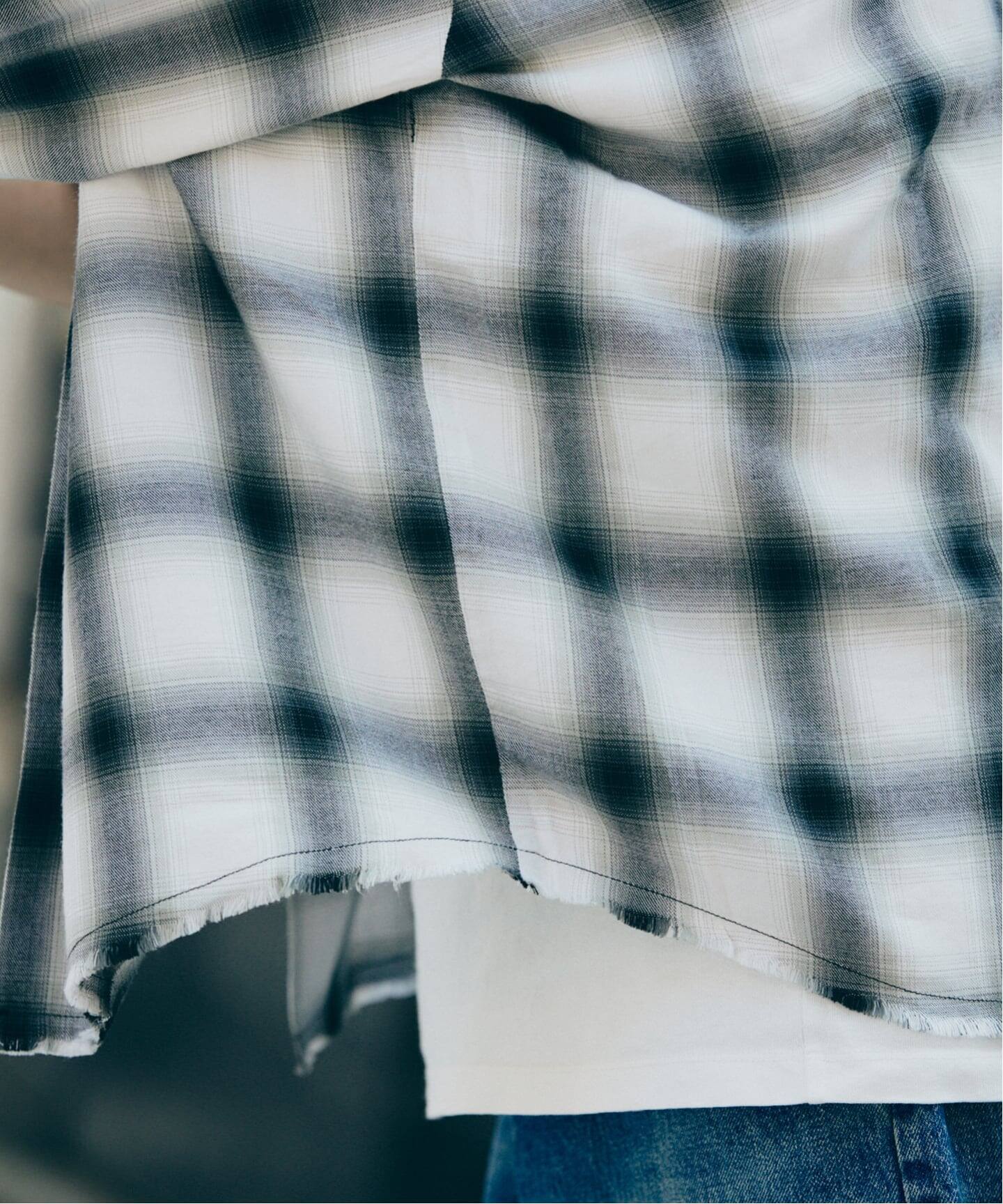 relumeレーヨン フリンジ 半袖チェックシャツ L JOURNAL STANDARD relume シャツ レーヨン フリンジ 半袖