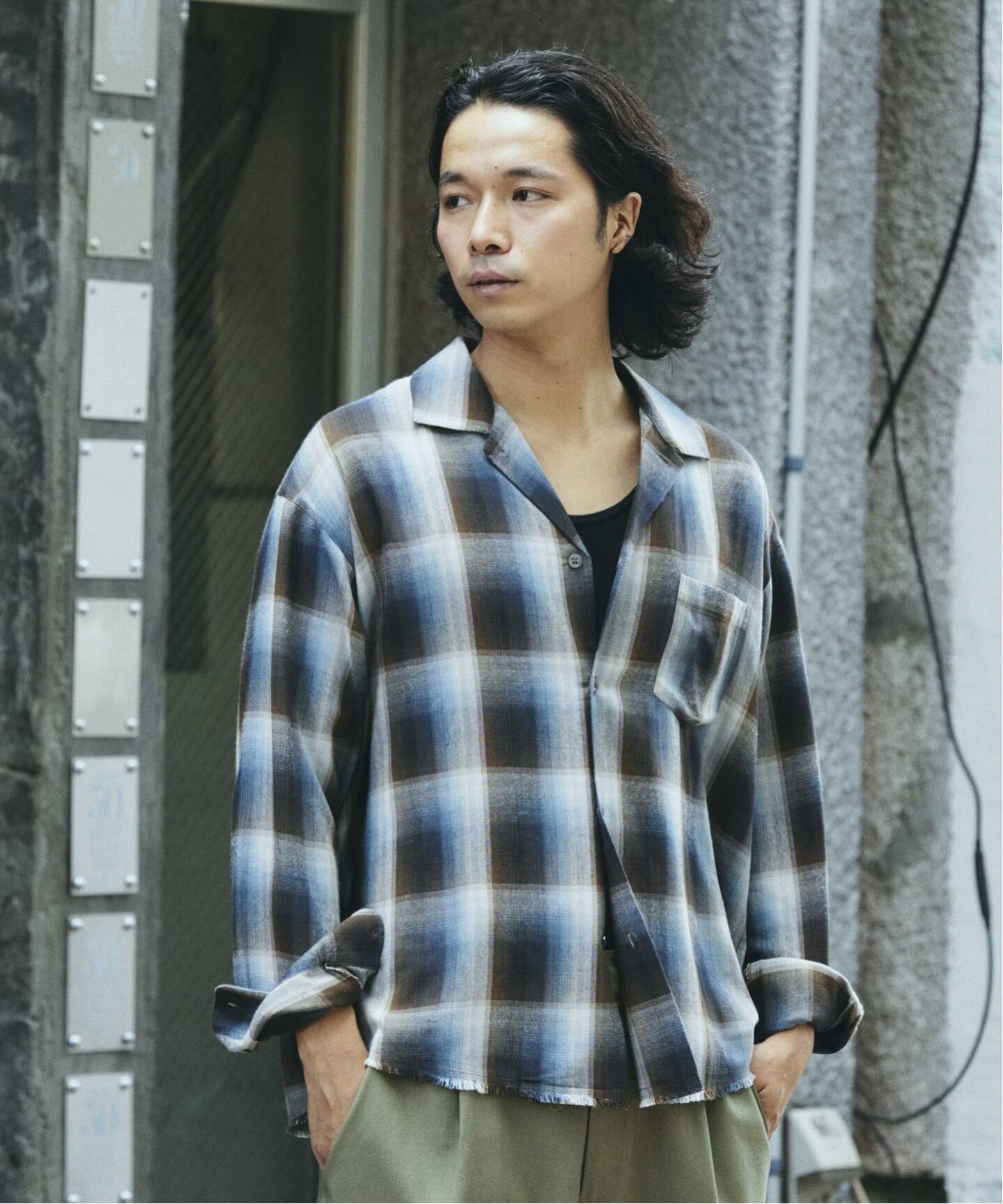 レーヨン アンカット フリンジ チェックシャツ レーヨン アンカット フリンジ チェックシャツ（シャツ／ブラウス