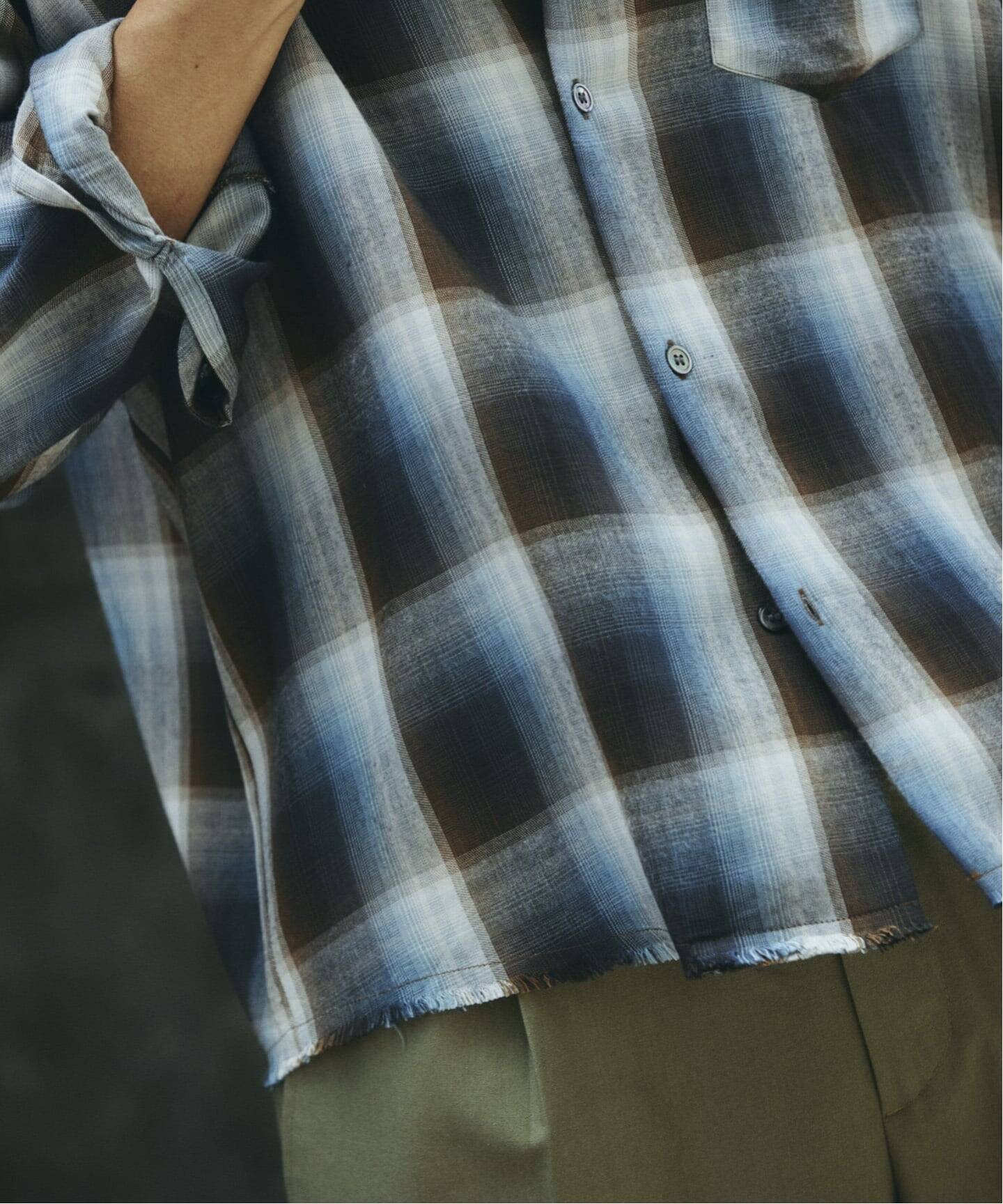 relumeレーヨン フリンジ 半袖チェックシャツ L JOURNAL STANDARD relume シャツ レーヨン フリンジ 半袖