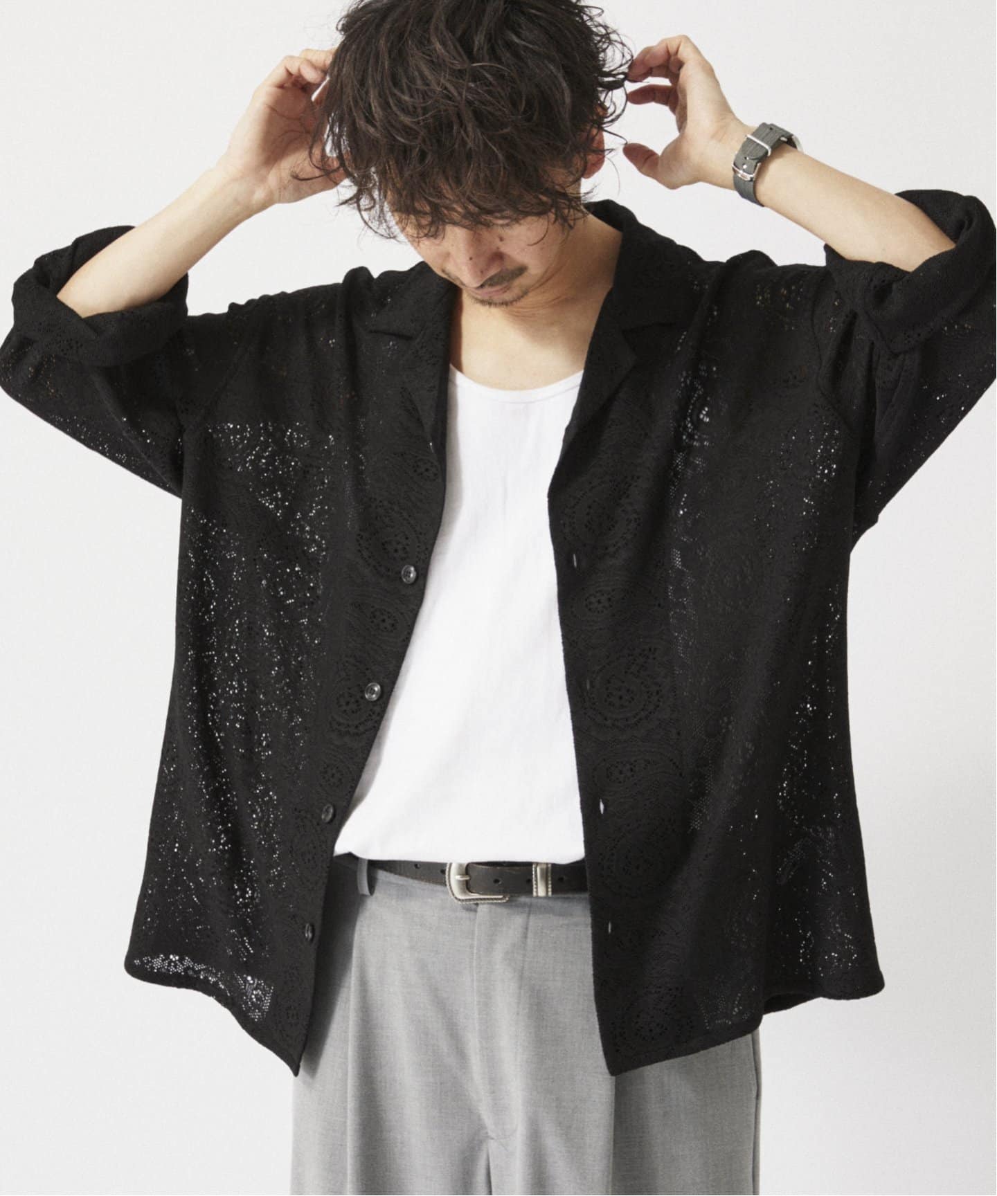 ペイズリーレース オープンカラーシャツ（シャツ／ブラウス）｜JOURNAL