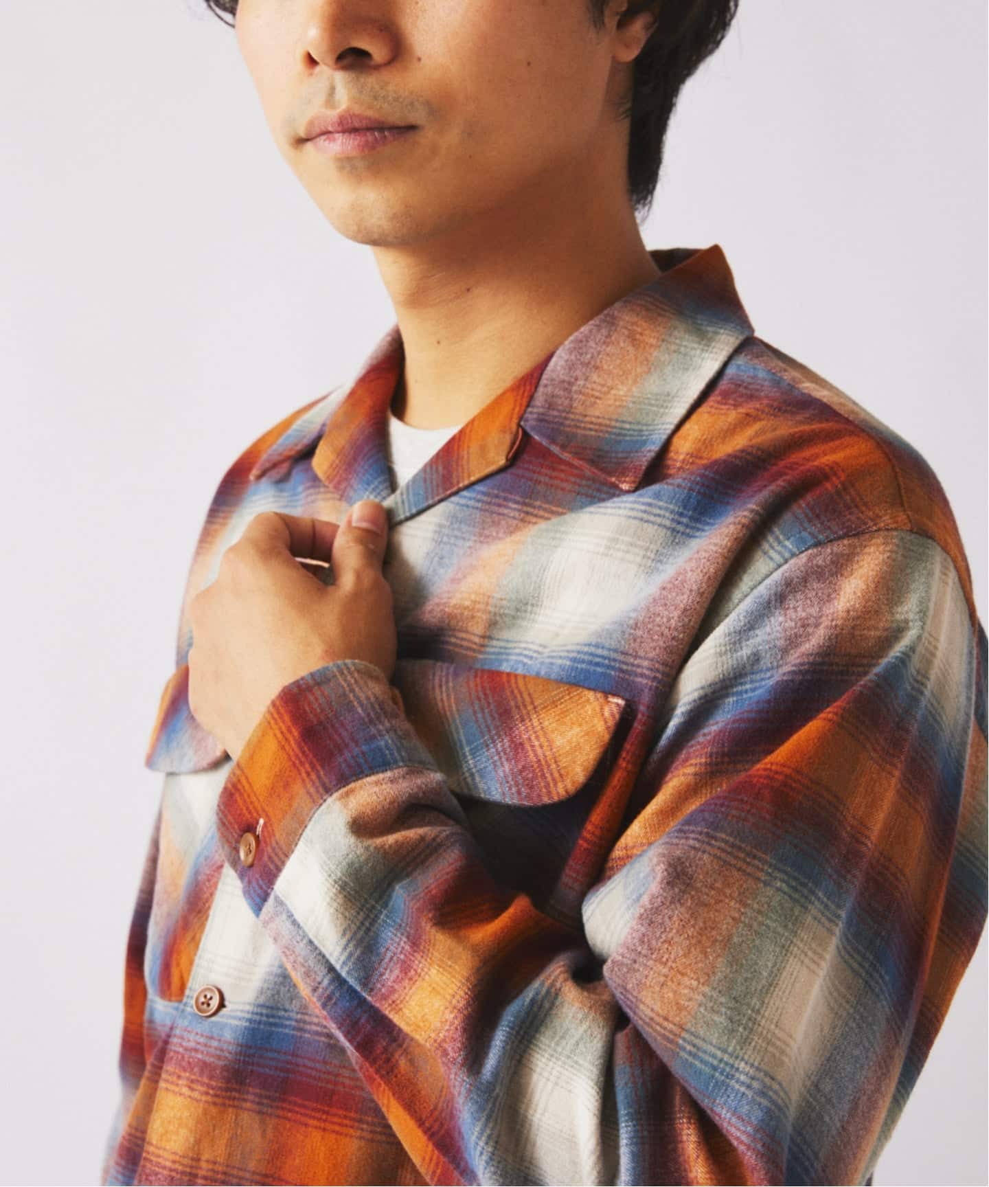 ペンドルトン 別注コットンシャギー オープンカラーシャツ （ネイビー）Mサイズ PENDLETON / ペンドルトン 別注コットンシャギー オープンカラー