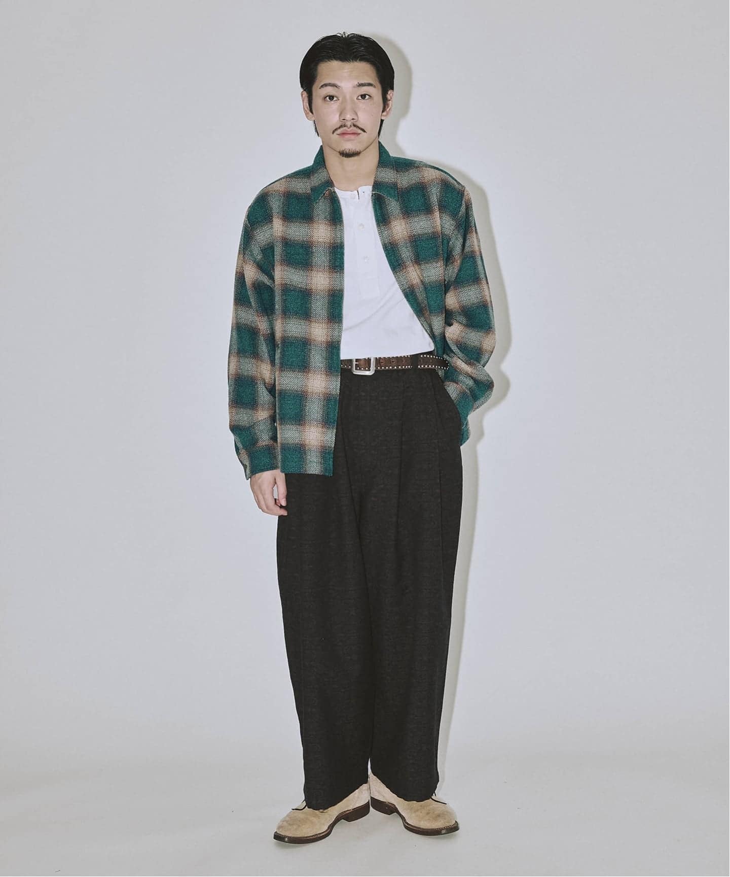 Stead / T/C ネップ オンブレー ジップ アップ シャツ（シャツ