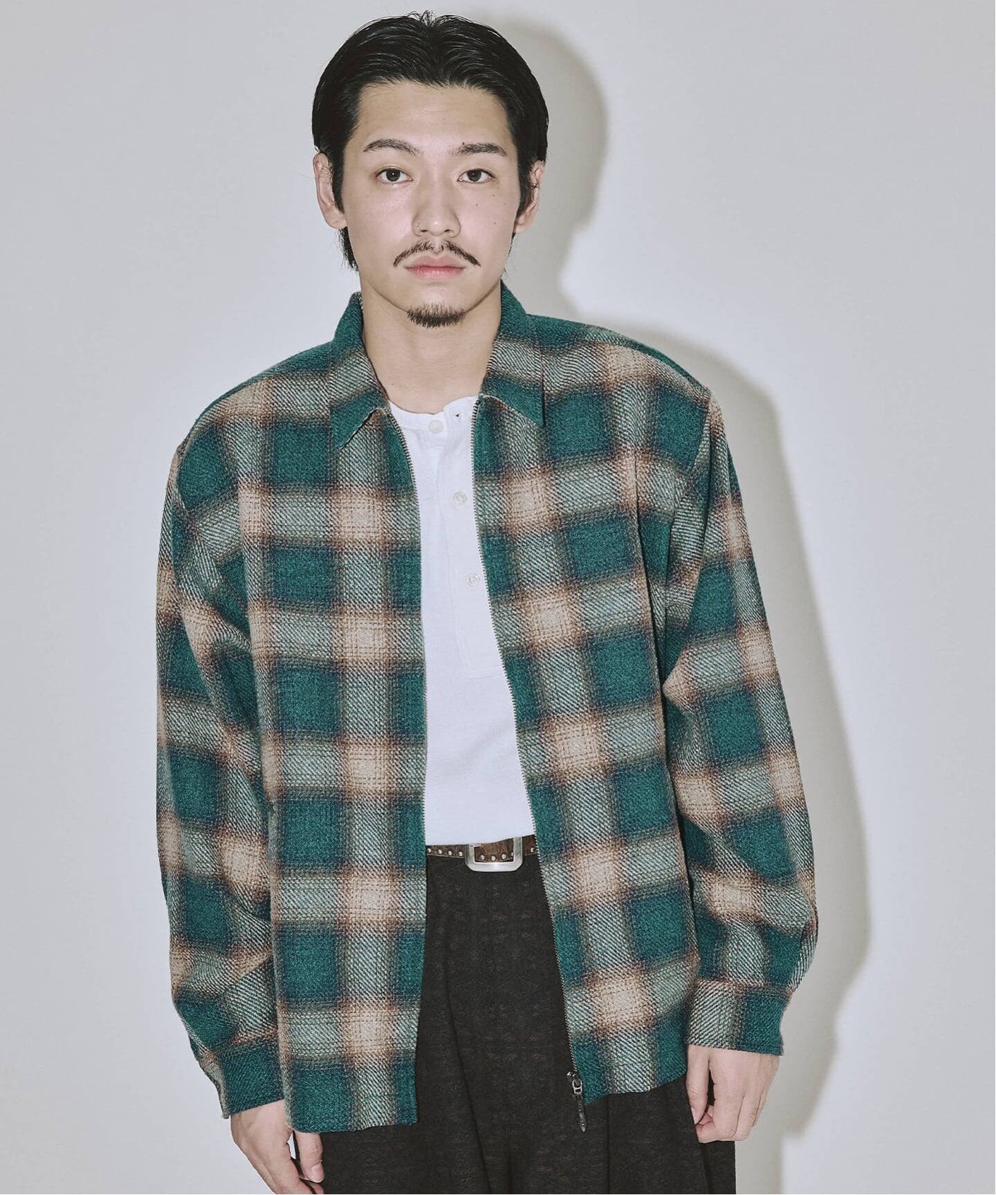 Stead / T/C ネップ オンブレー ジップ アップ シャツ（シャツ