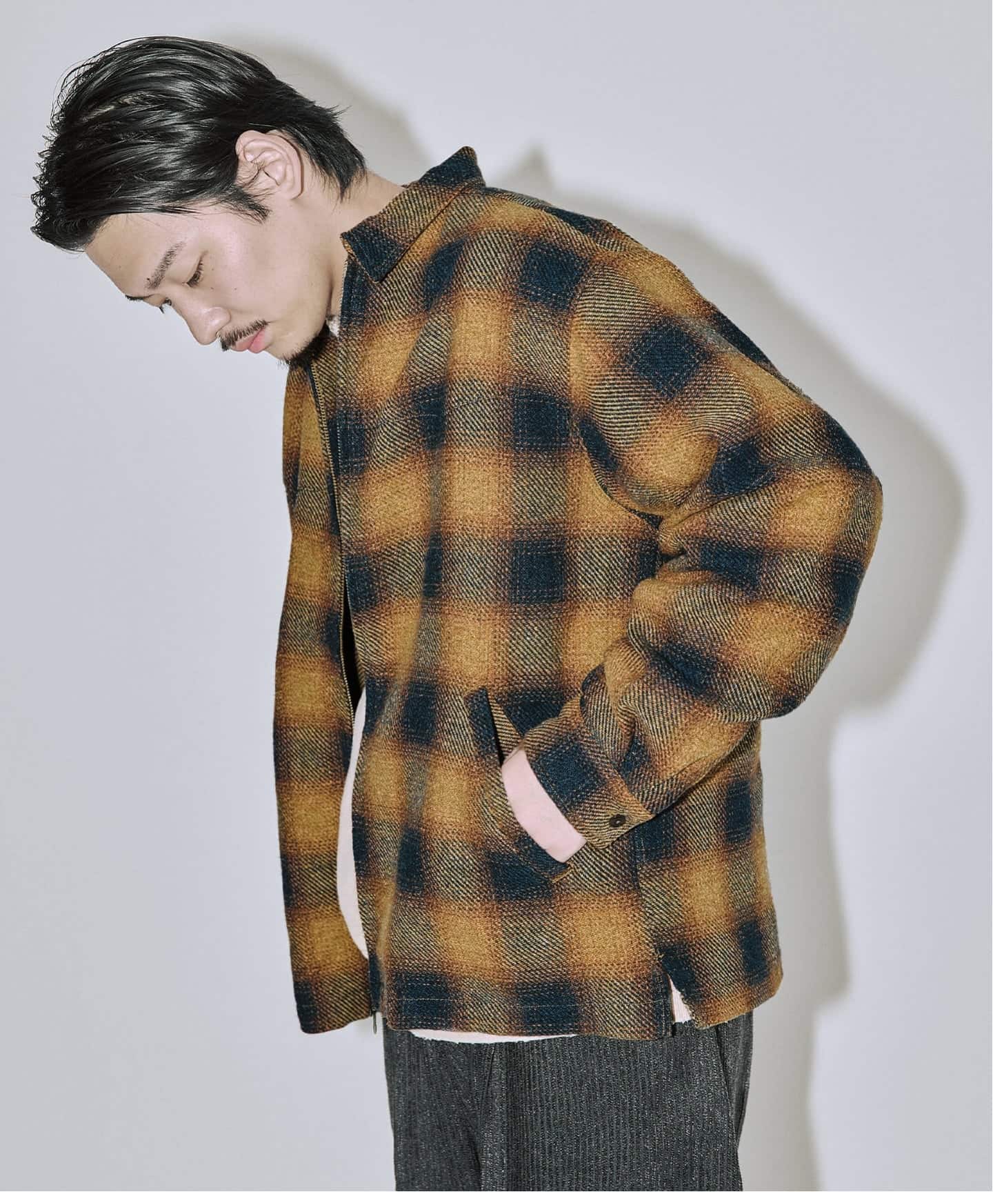 Stead / T/C ネップ オンブレー ジップ アップ シャツ（シャツ