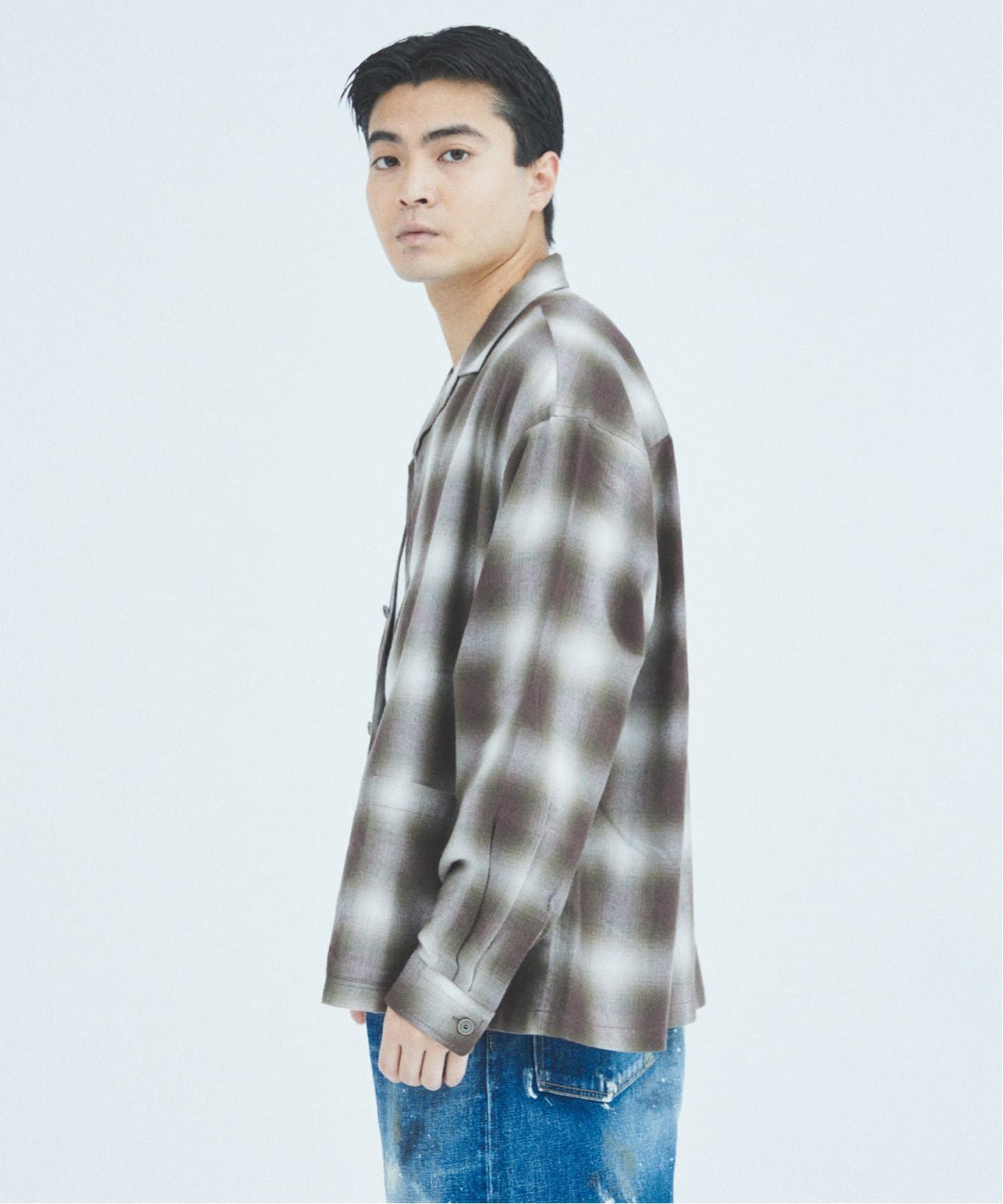 J.S.Homestead / リラックス オンブレ オープン カラー シャツ