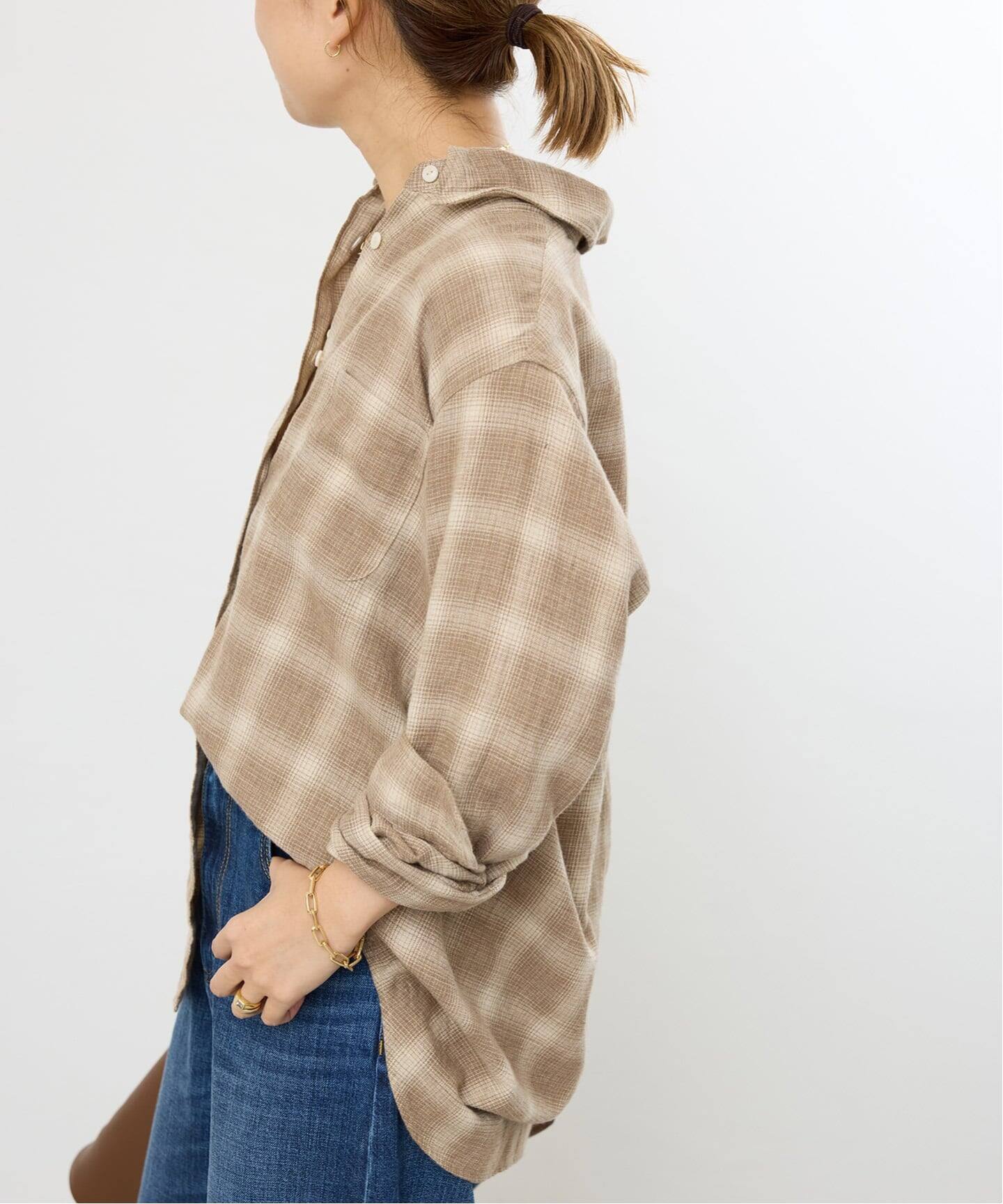 美品☆ドゥーズィエムクラス☆ウォッシュチェックネルシャツ ブラウン系 Deveaux Check Wash シャツ（シャツ/ブラウス）｜Deuxieme Classe