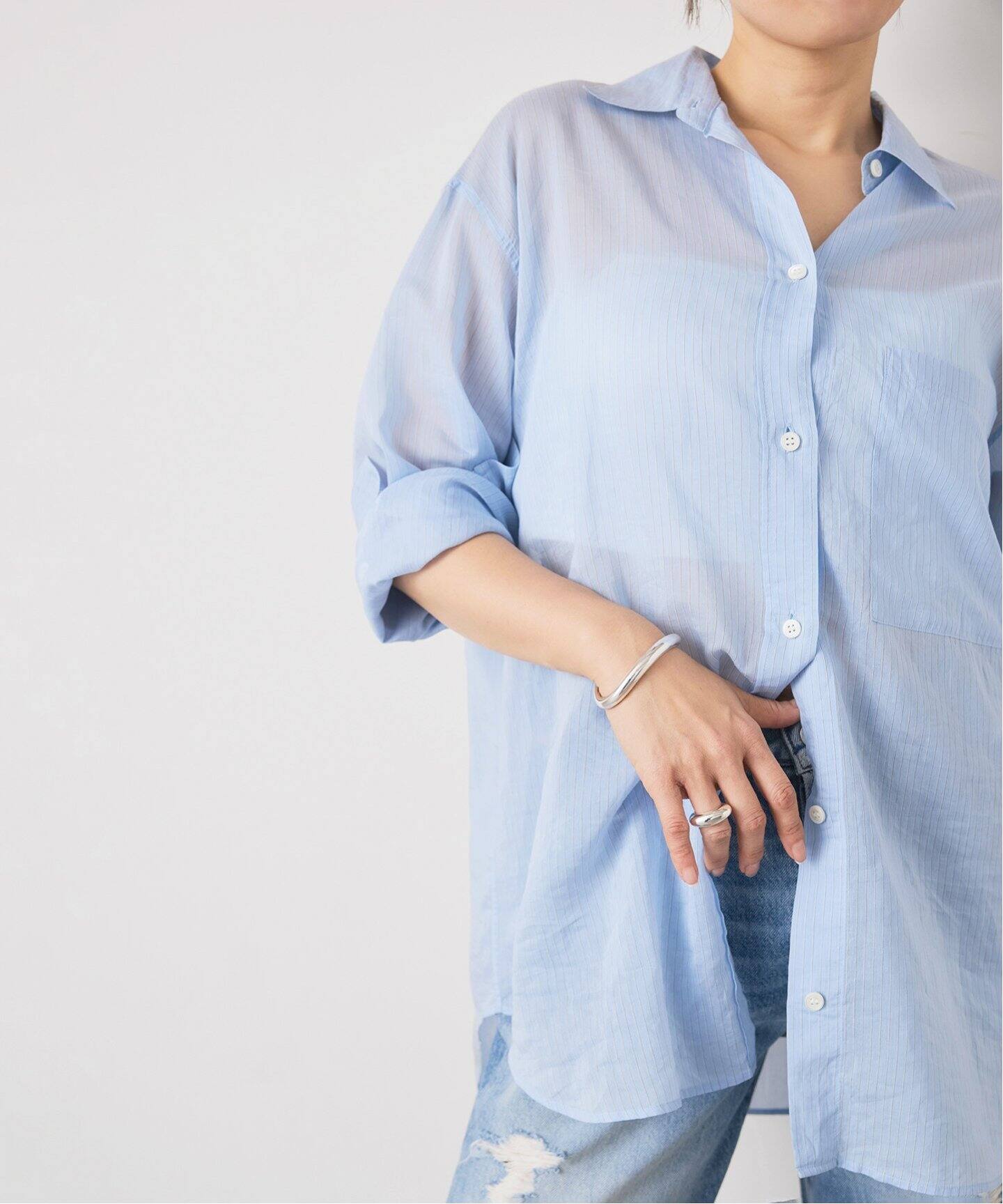 Sheer ストライプ シャツ（シャツ／ブラウス）｜Deuxieme Classe  