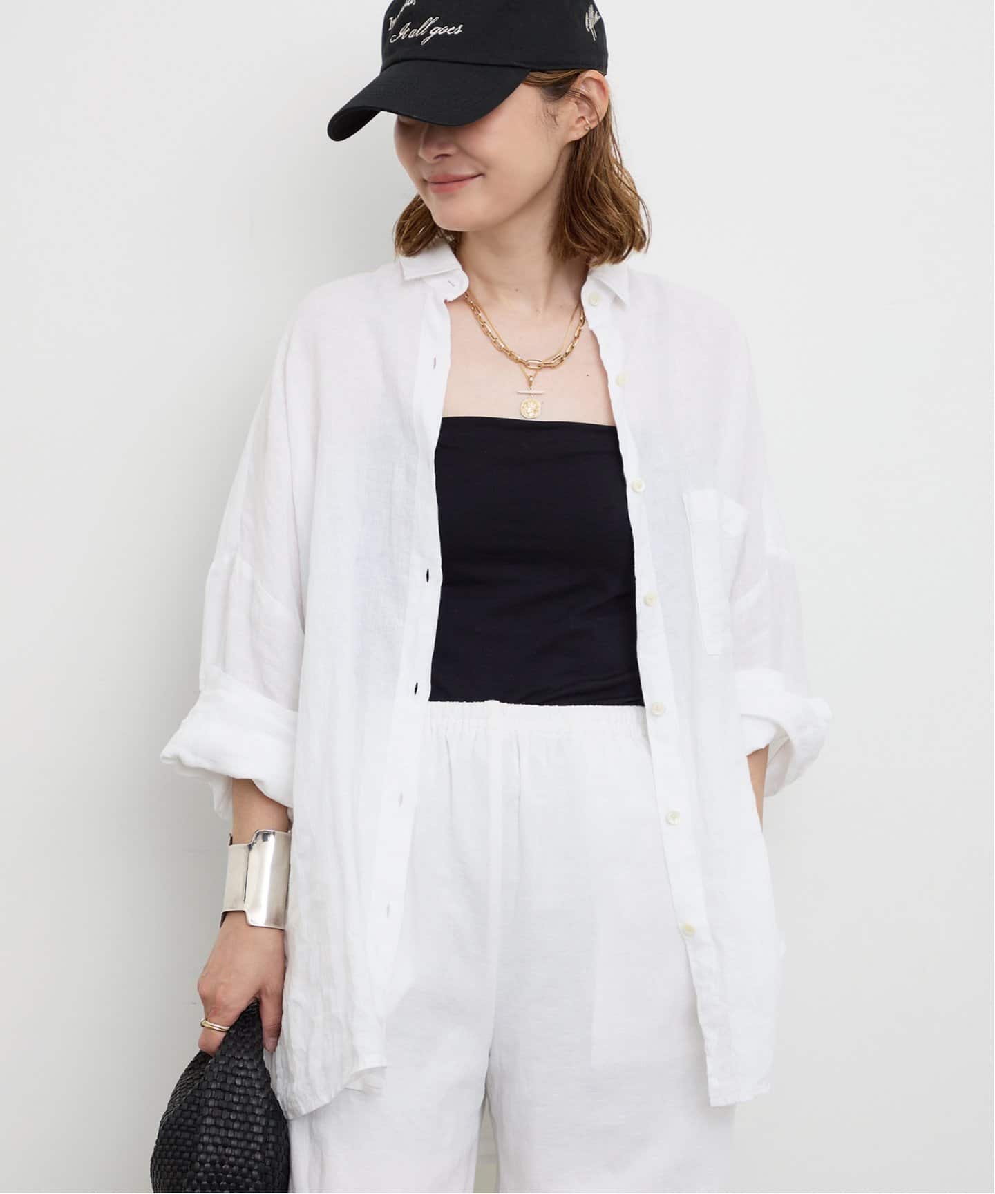 今期　美品　Deuxieme Classe*Linen シャツ　ホワイト New Linen ワイドシャツ（シャツ／ブラウス）｜Deuxieme Classe
