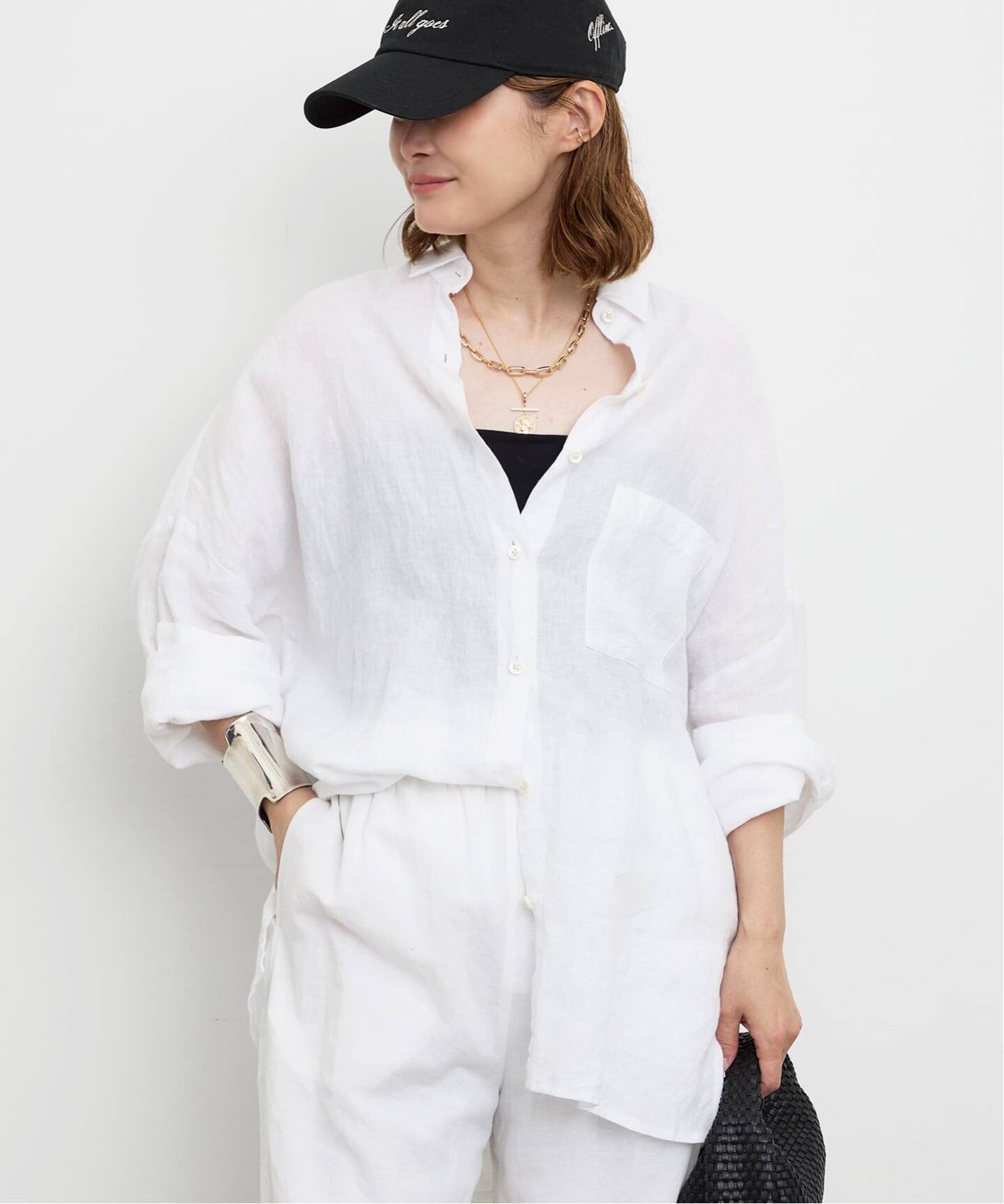 Deuxieme Classe New Linen ワイドシャツ ホワイト New Linen ワイドシャツ（シャツ／ブラウス）｜Deuxieme Classe