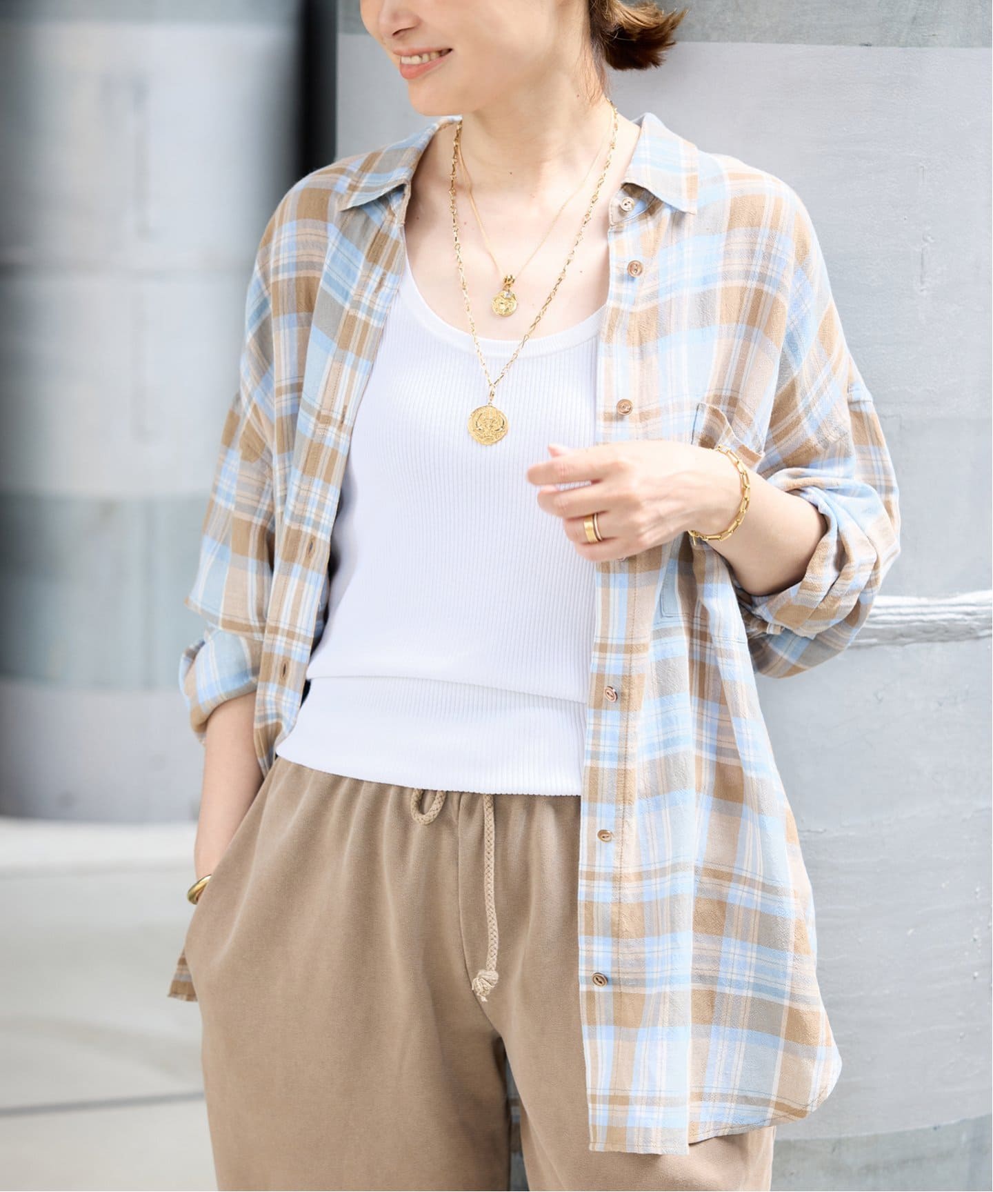 新品 Deuxieme Classe Vi/Li Check Wash シャツ 予約》追加 Vi/Li Check Wash シャツ（シャツ／ブラウス