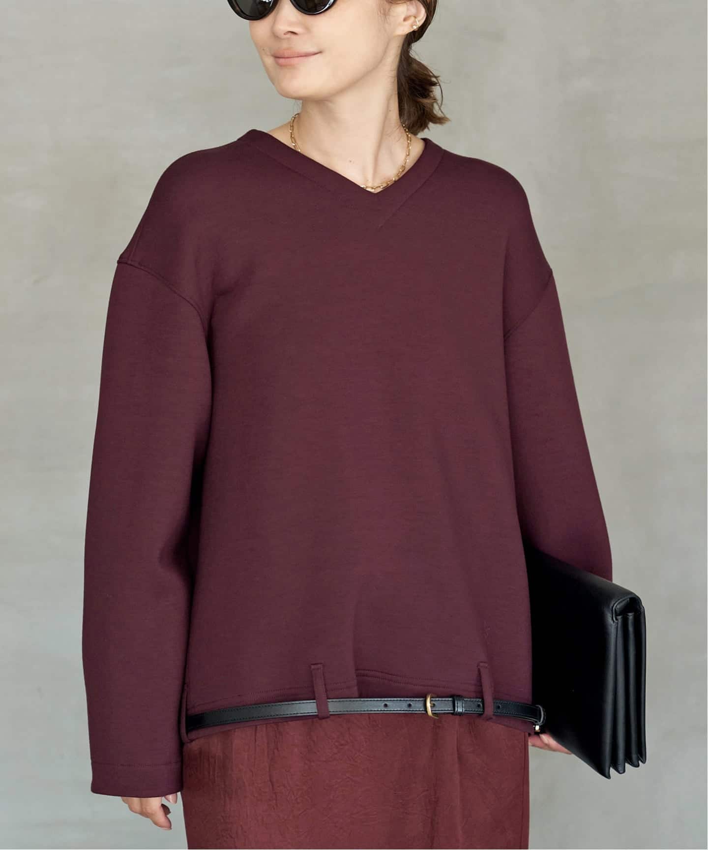 TIBI/ティビ】BONDED VISCOSE EASY VNECK（シャツ／ブラウス