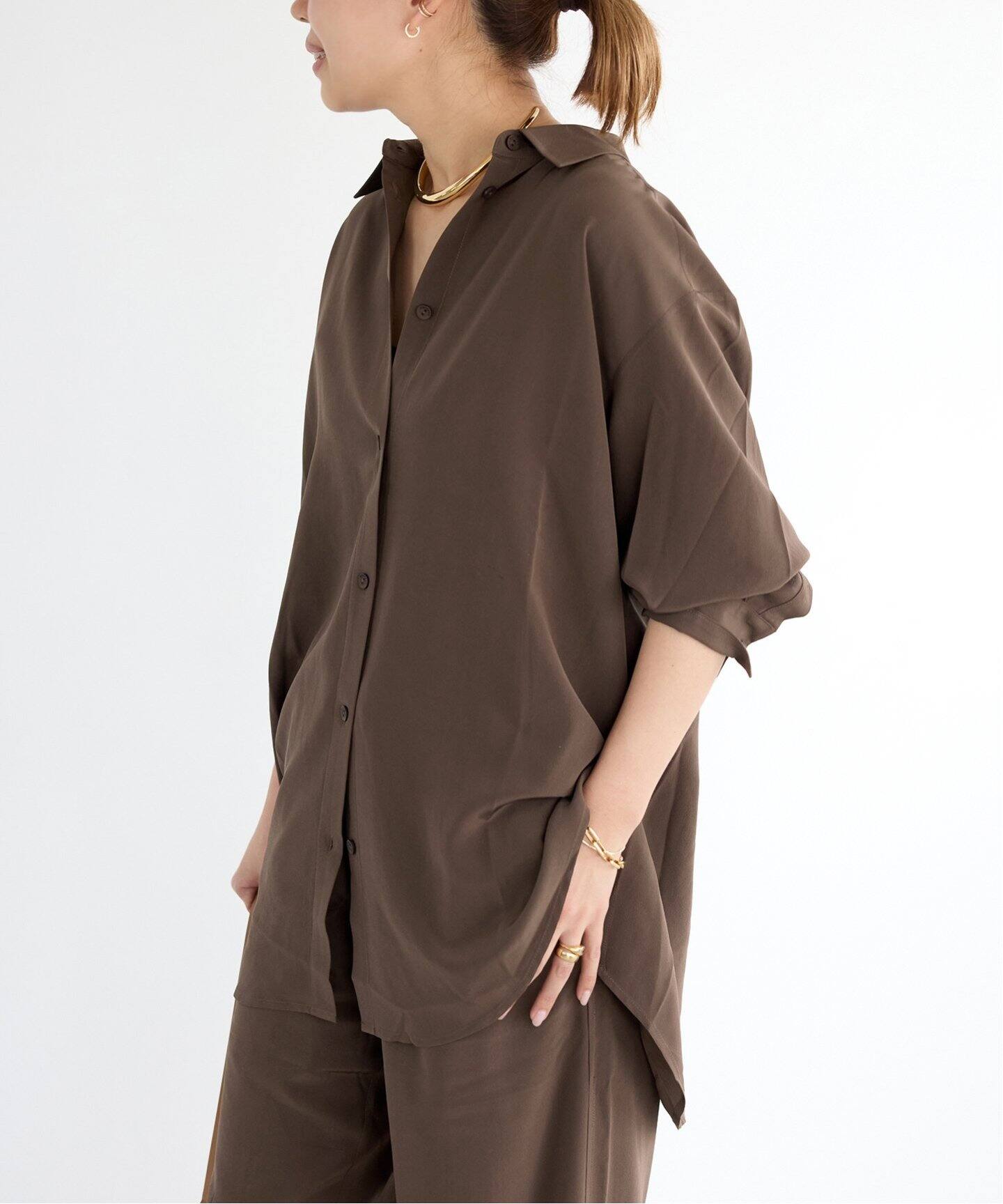 MATTEAU/マトー】LONG SLEEVE SILK SHIRT（シャツ／ブラウス 