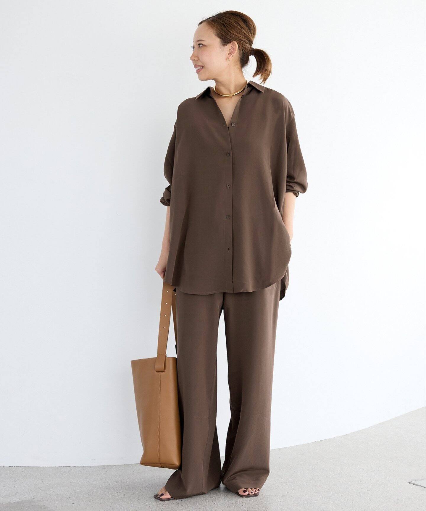 MATTEAU/マトー】LONG SLEEVE SILK SHIRT（シャツ／ブラウス 