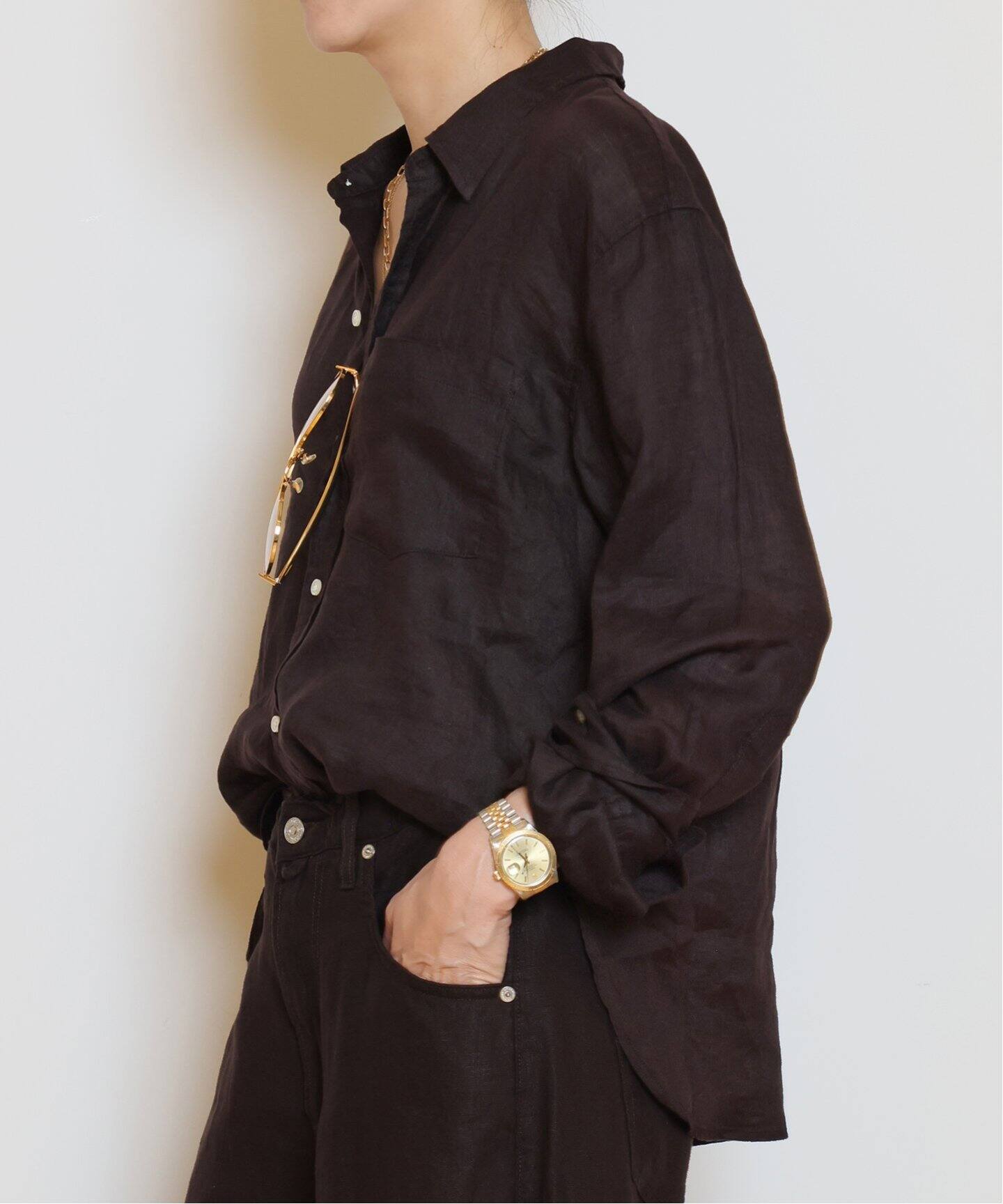 【美品】ドゥーズィエムクラス 定番カシュクール2wayシャツ ミューズドゥーズィエムクラス 2way ストライプシャツ カシュクール 36