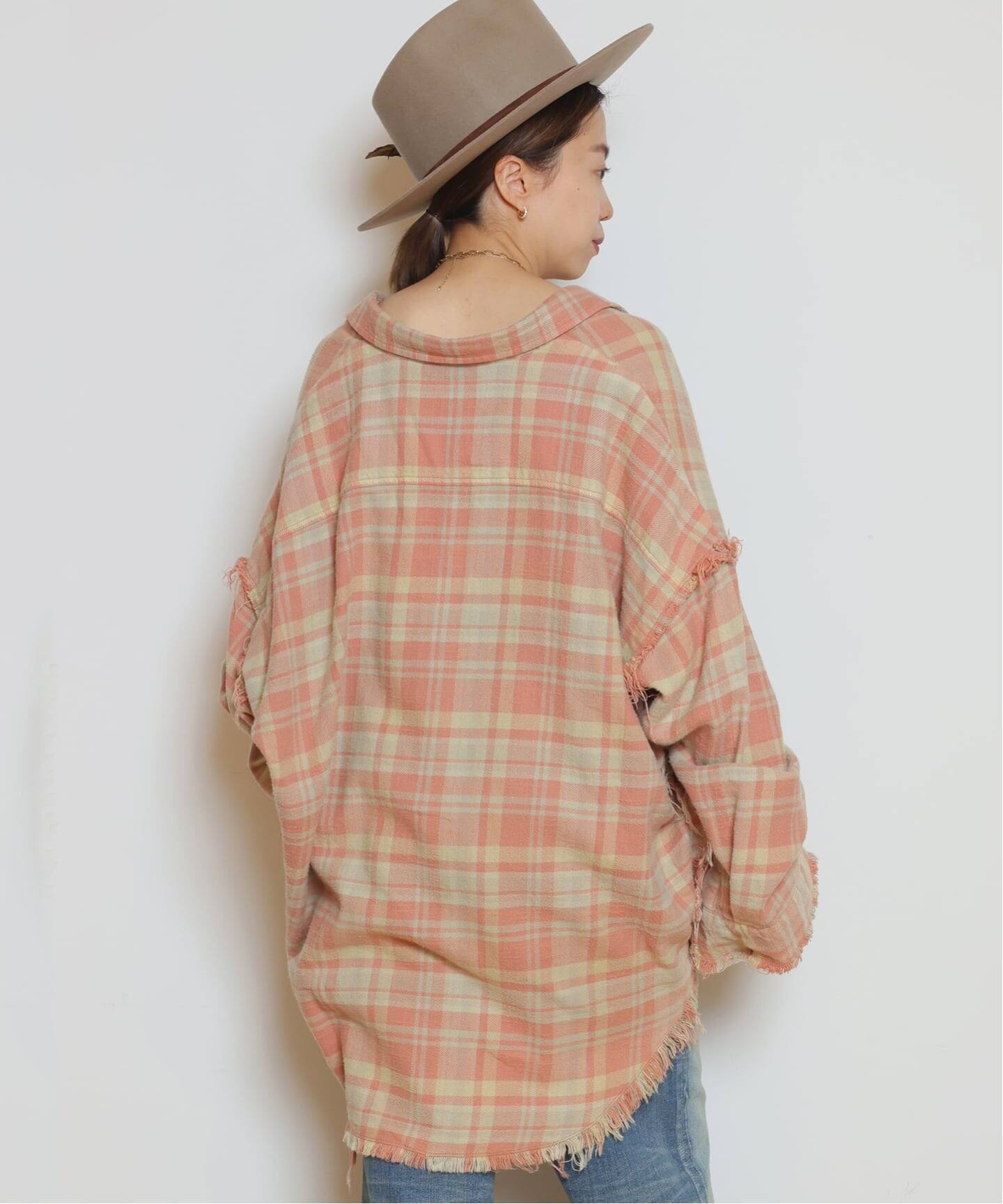 R13/アールサーティーン】SHREDDED SEAM DROP NECK シャツ（シャツ