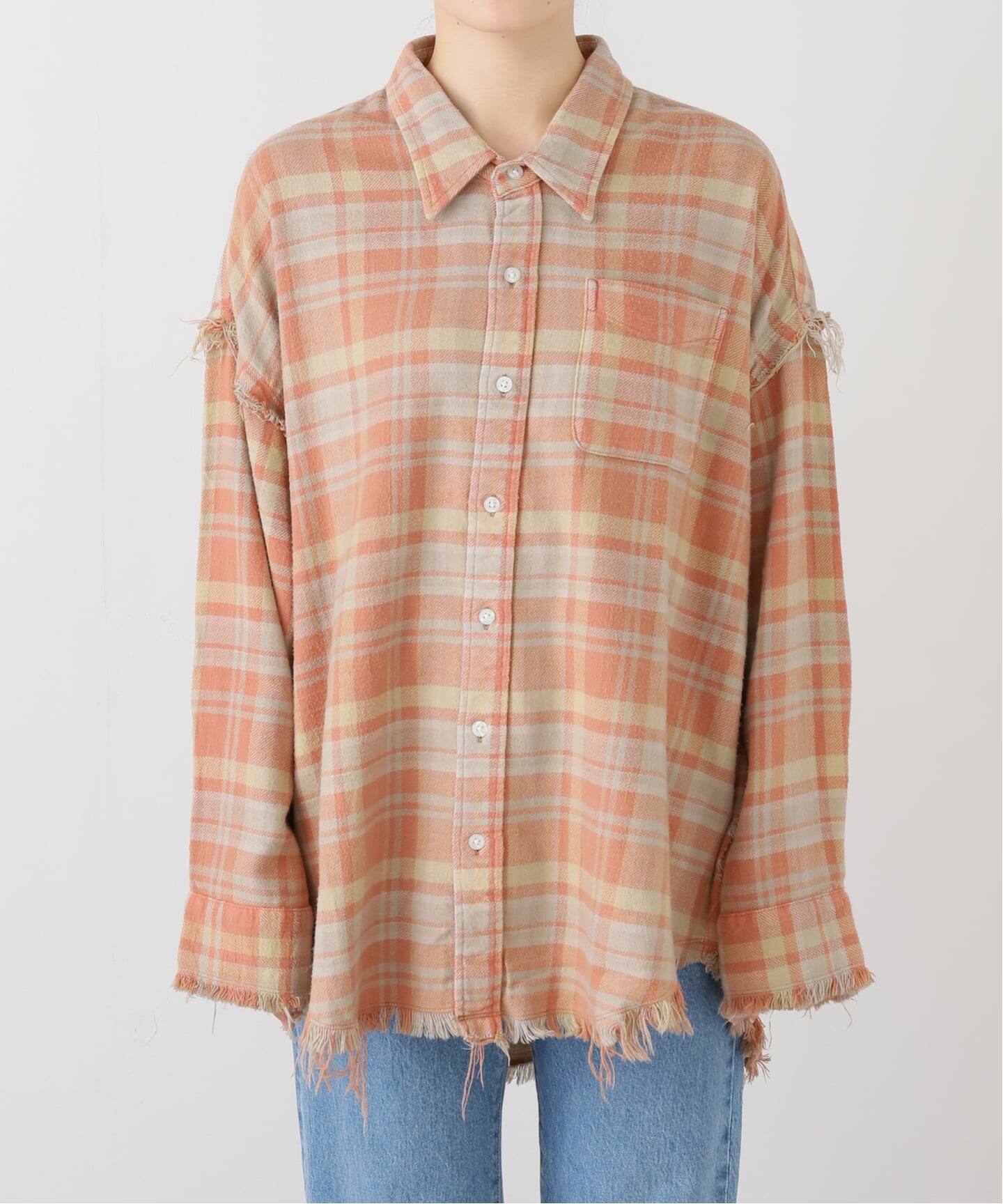 R13/アールサーティーン】SHREDDED SEAM DROP NECK シャツ（シャツ