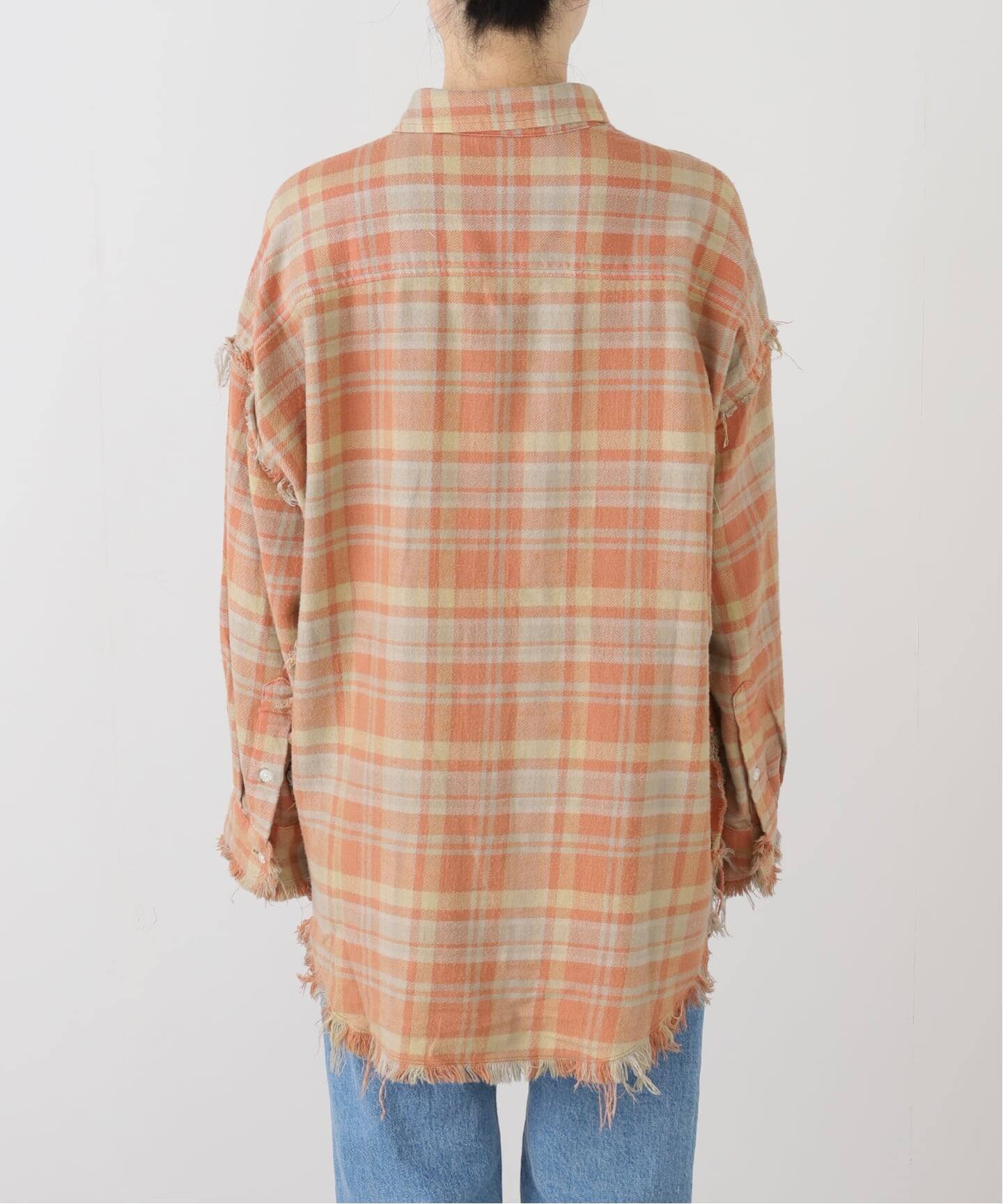 アールサーティーン R13 25SS SHREDDED SEAM DROPシャツ R13/アールサーティーン】SHREDDED SEAM DROP NECK シャツ（シャツ