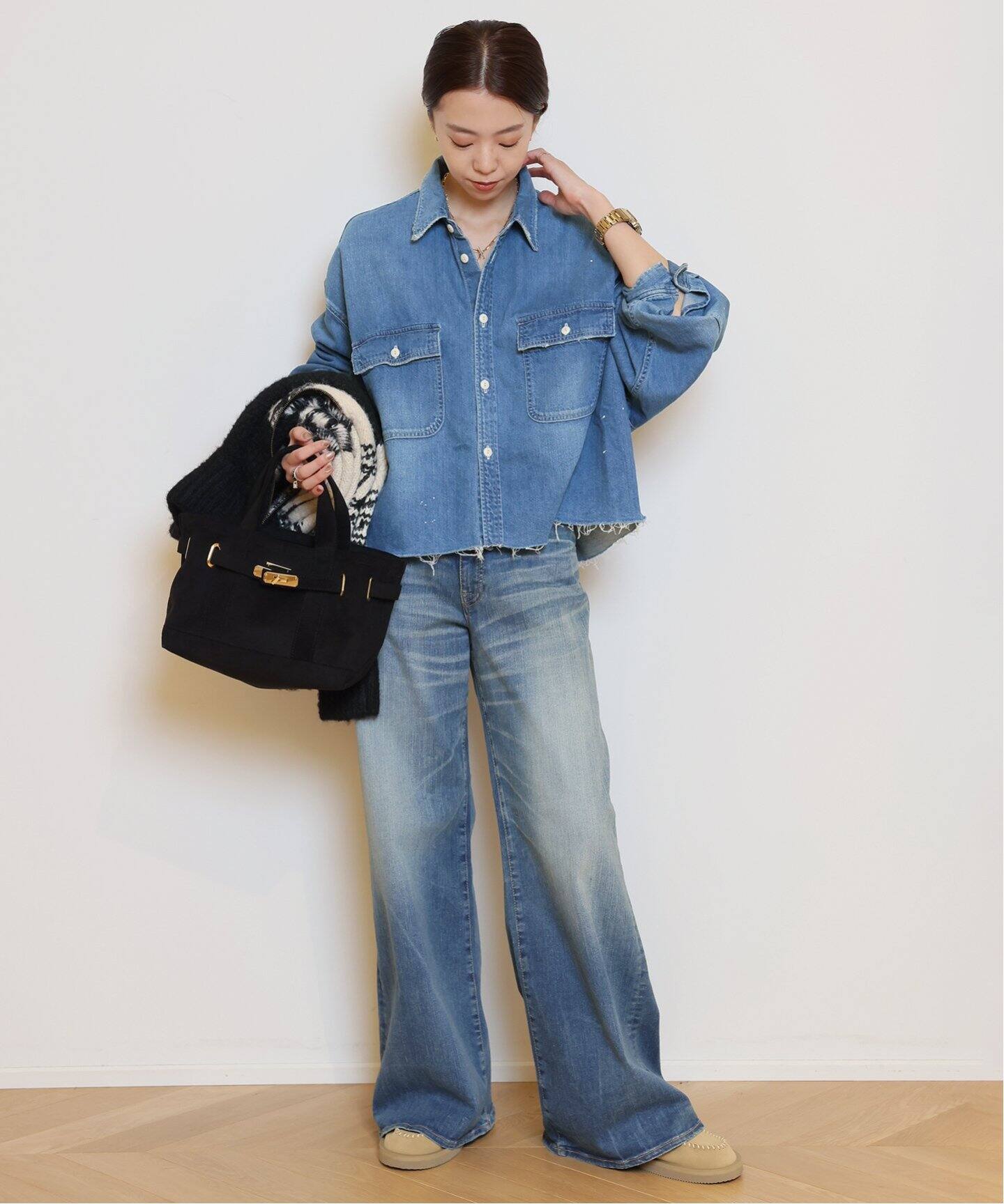 JOHNBULL/ジョンブル】 CROPPED DENIM シャツ（シャツ／ブラウス 