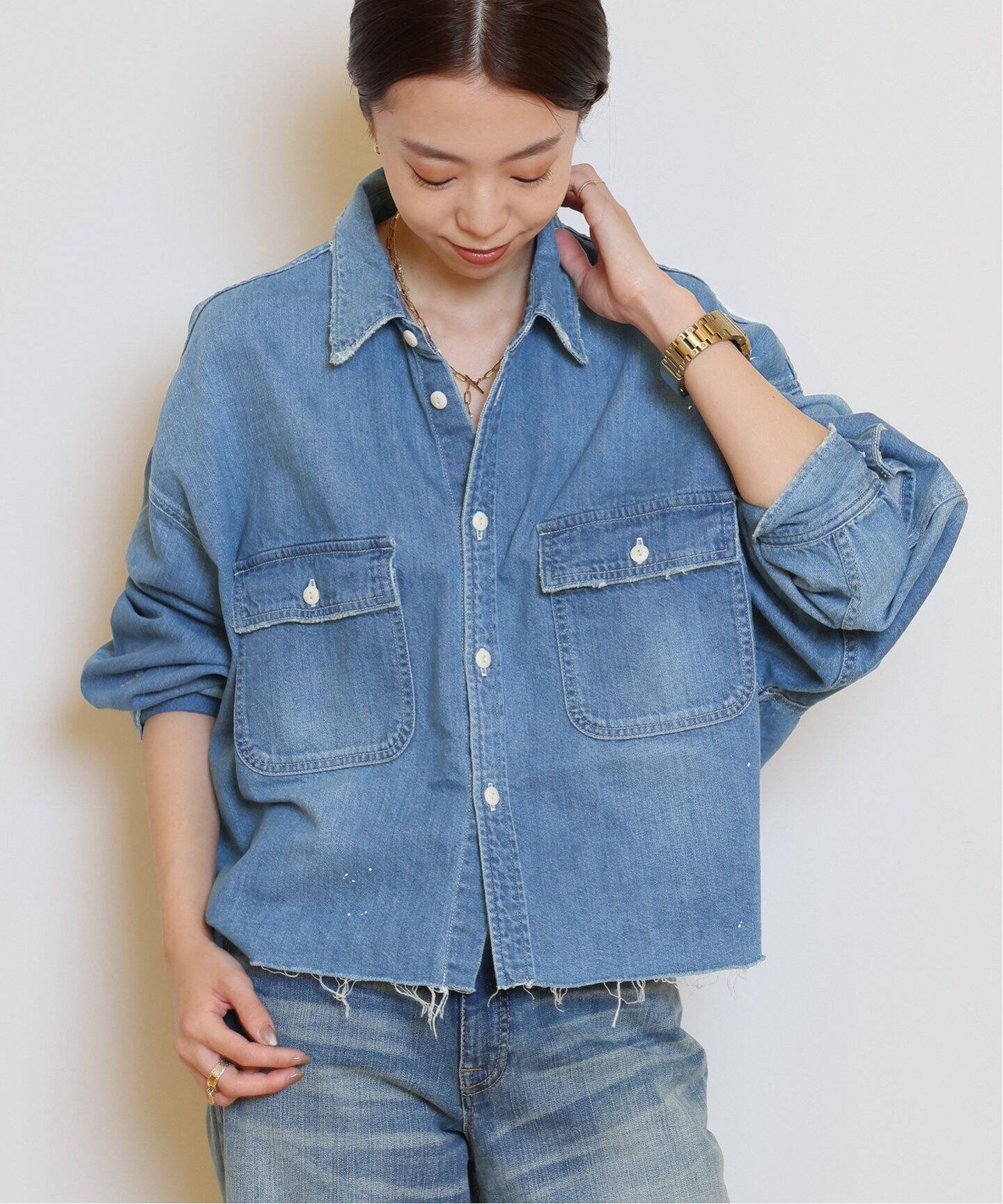 JOHNBULL/ジョンブル】 CROPPED DENIM シャツ（シャツ／ブラウス 