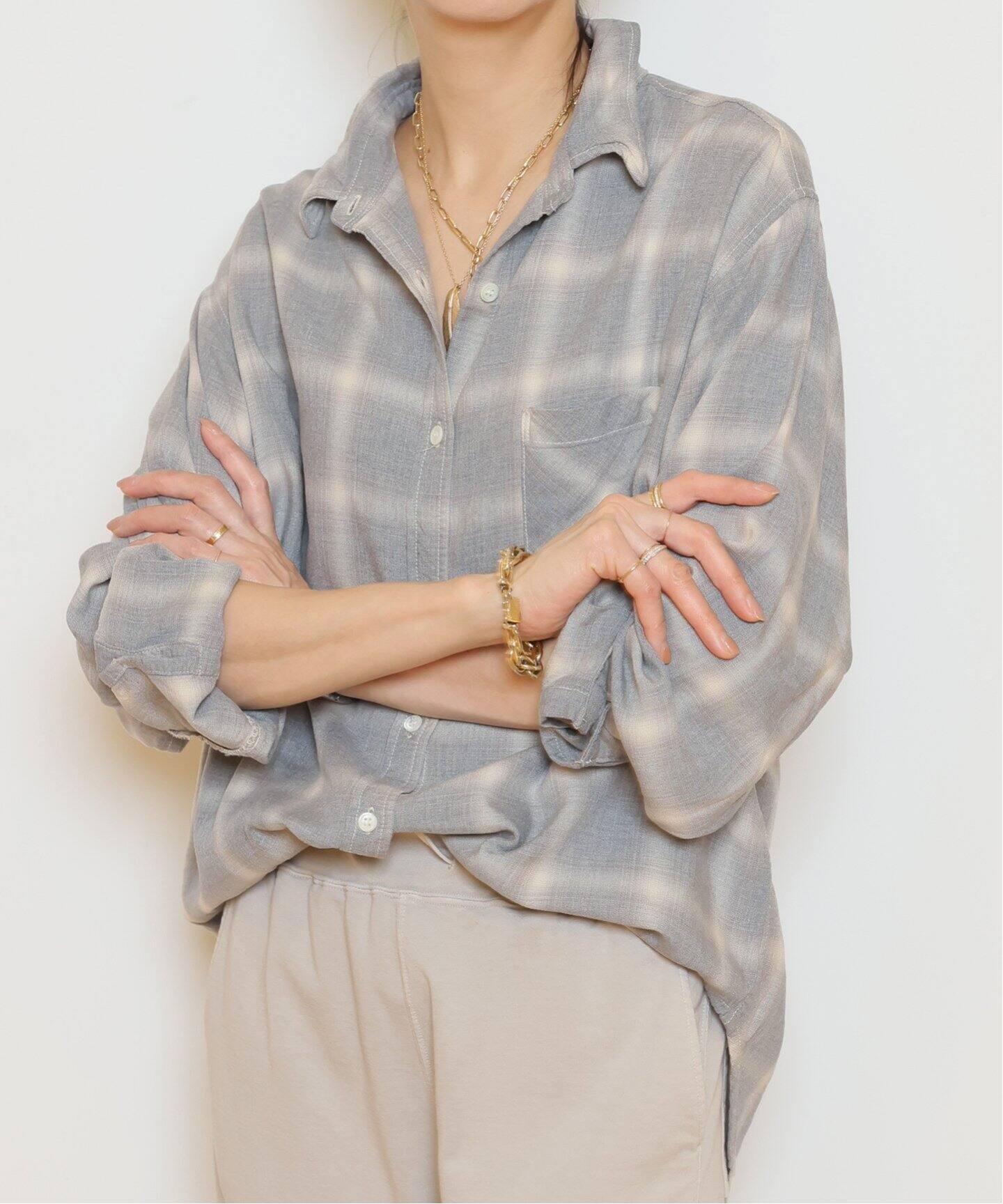 REMI RELIEF/レミレリーフ】 RAYON チェックシャツ《1》（シャツ 