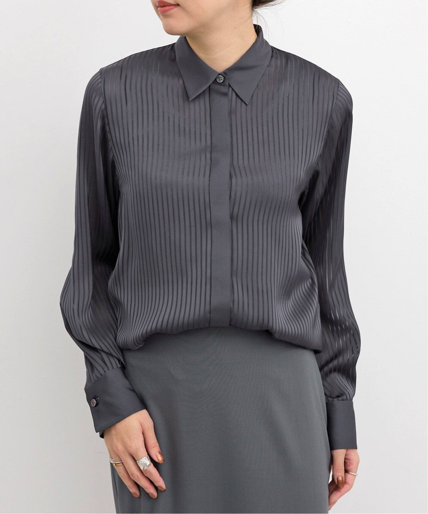 Stripe Sheer Shirts（シャツ／ブラウス）｜L