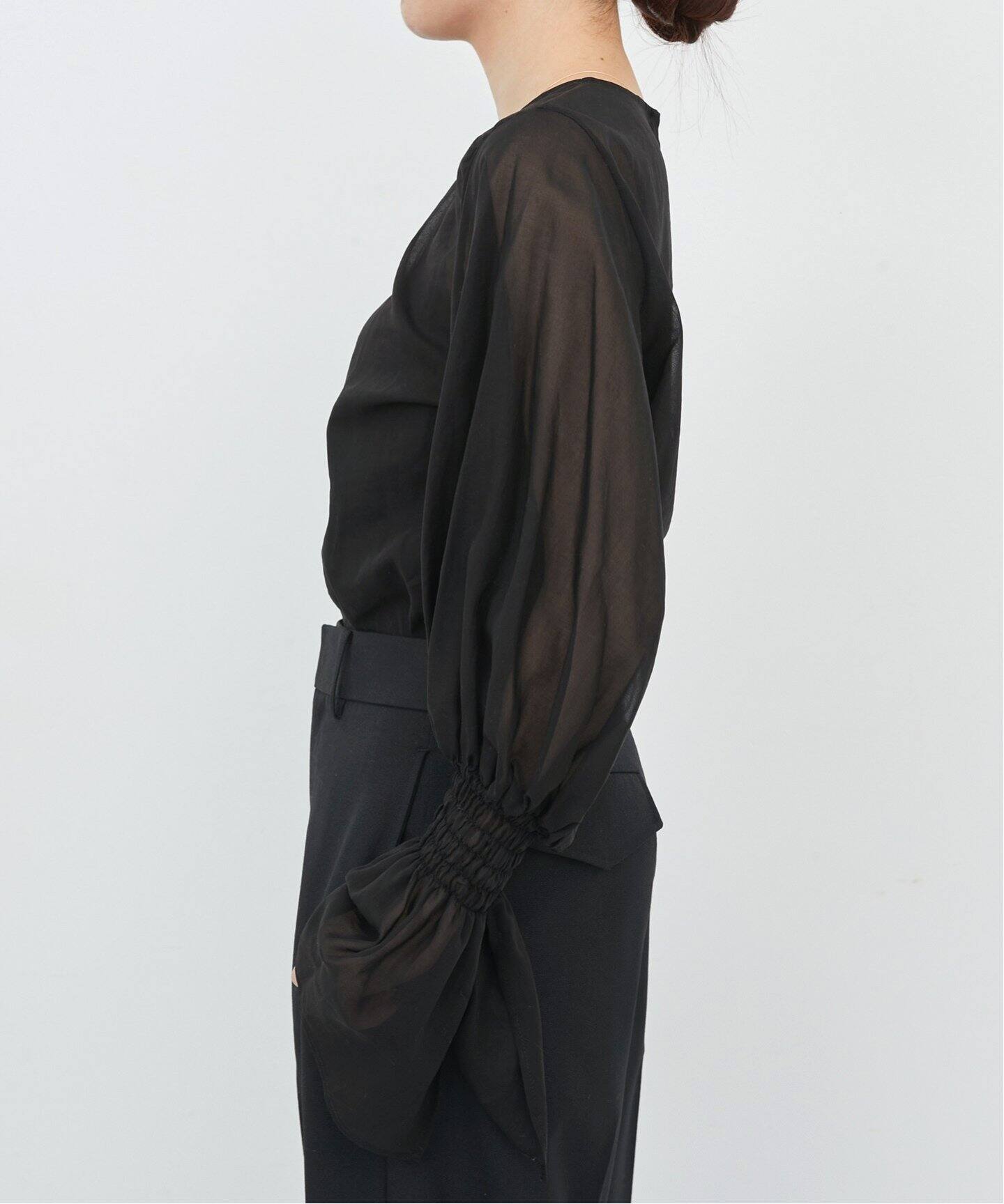 Sheer Voile Shirring Blouse（シャツ／ブラウス）｜L