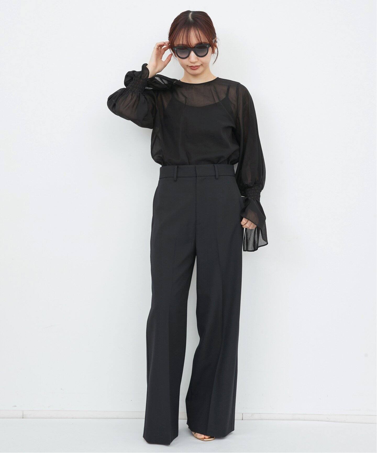 Sheer Voile Shirring Blouse（シャツ／ブラウス）｜L