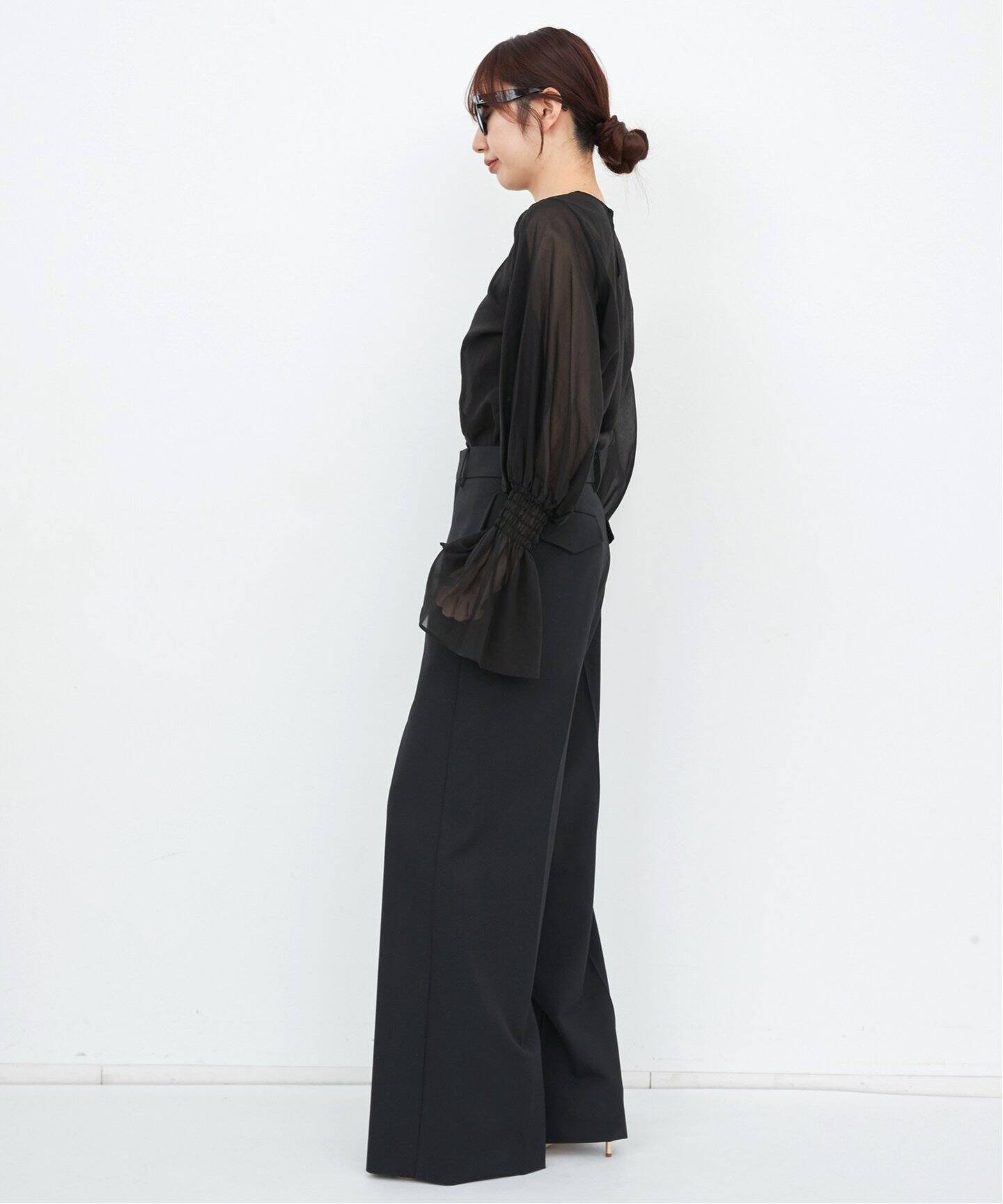 Sheer Voile Shirring Blouse（シャツ／ブラウス）｜L